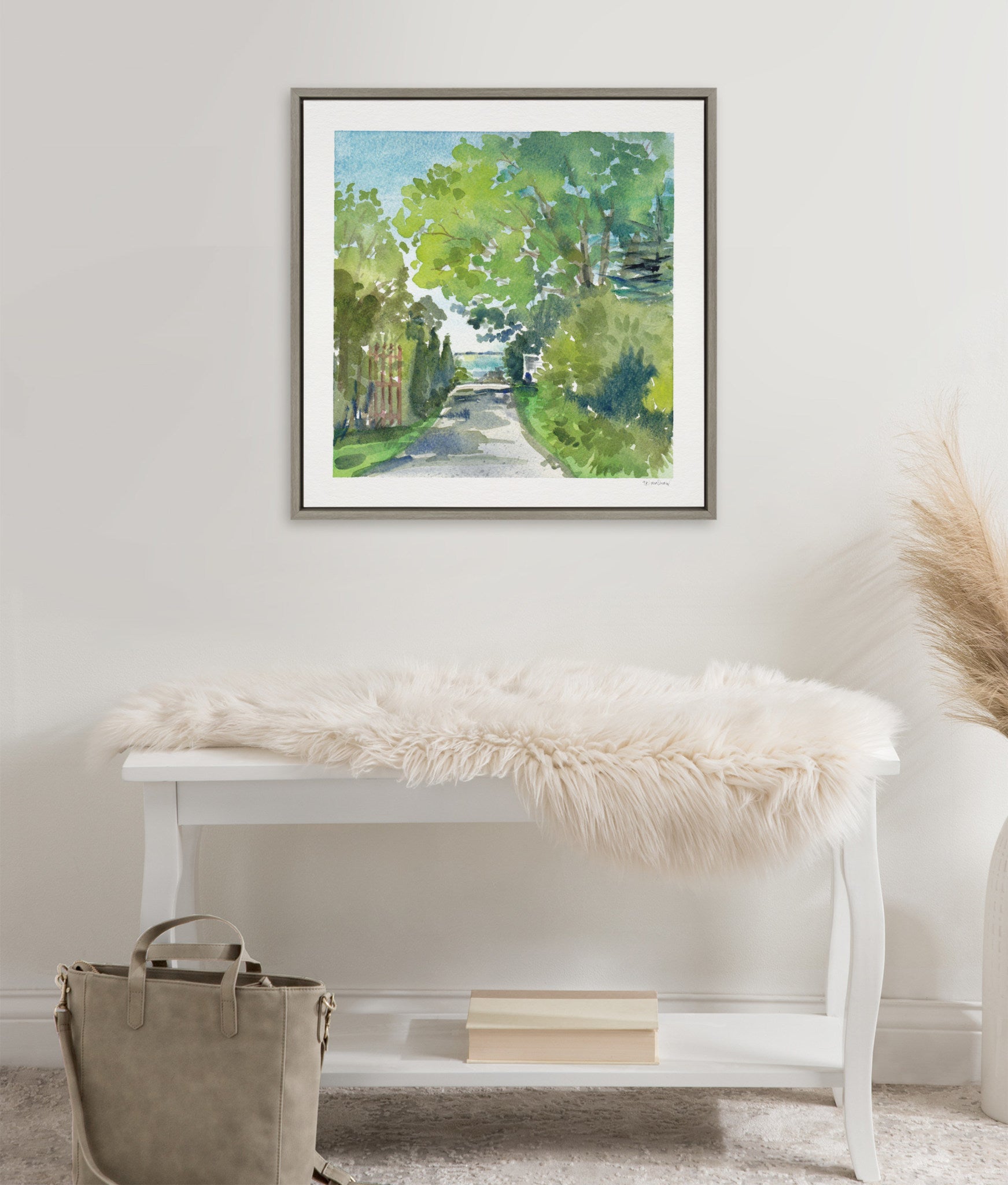 Sylvie The Lane and Sea Framed Canvas by kateandlaurel - product image 5 for Resin Society
