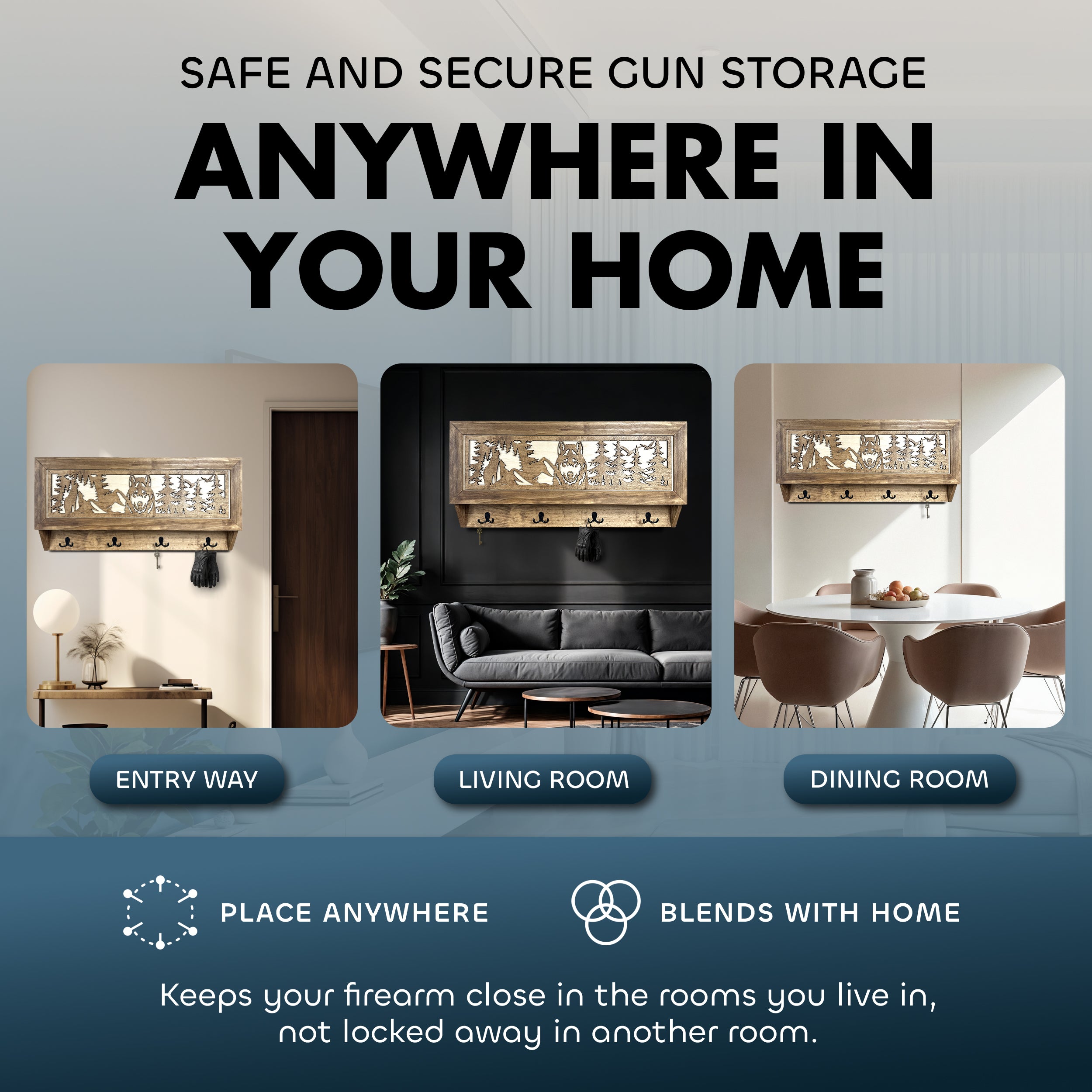 Wolf in the Wild Hidden Gun Storage by Bellewood Designs - product image 3 for Resin Society