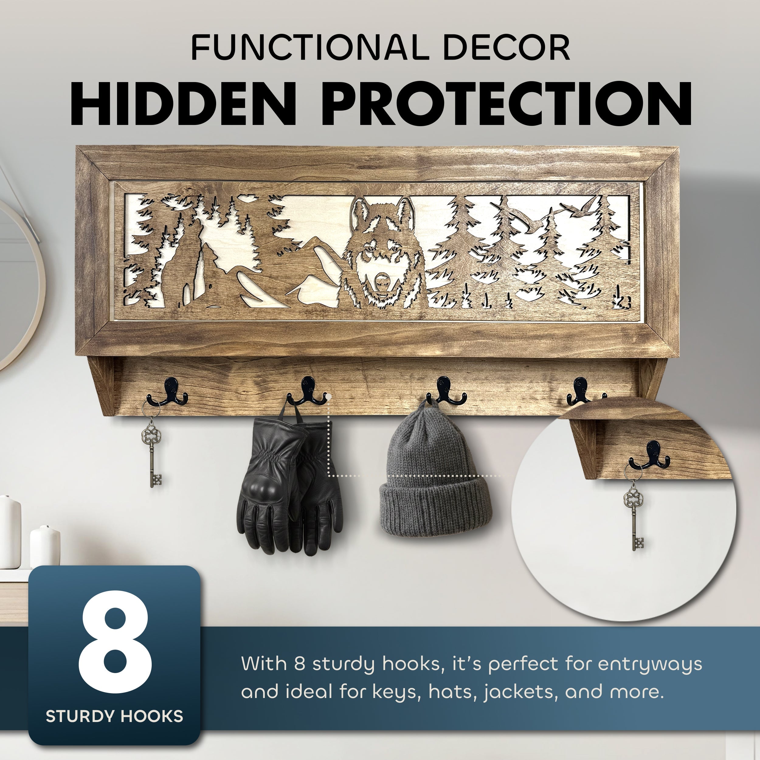Wolf in the Wild Hidden Gun Storage by Bellewood Designs - product image 2 for Resin Society