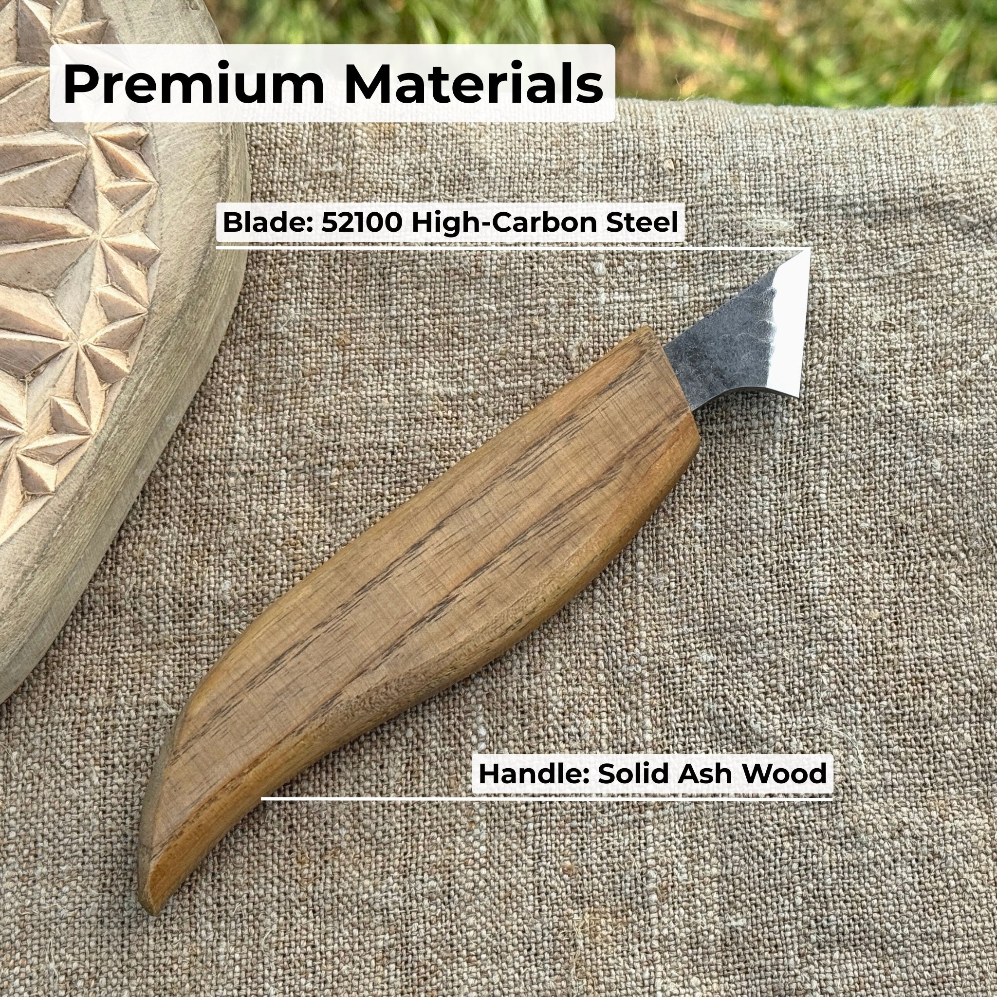 Wood Carving Knife with 2.5 cm blade and wooden handle by Sharky Forged Steel Tools