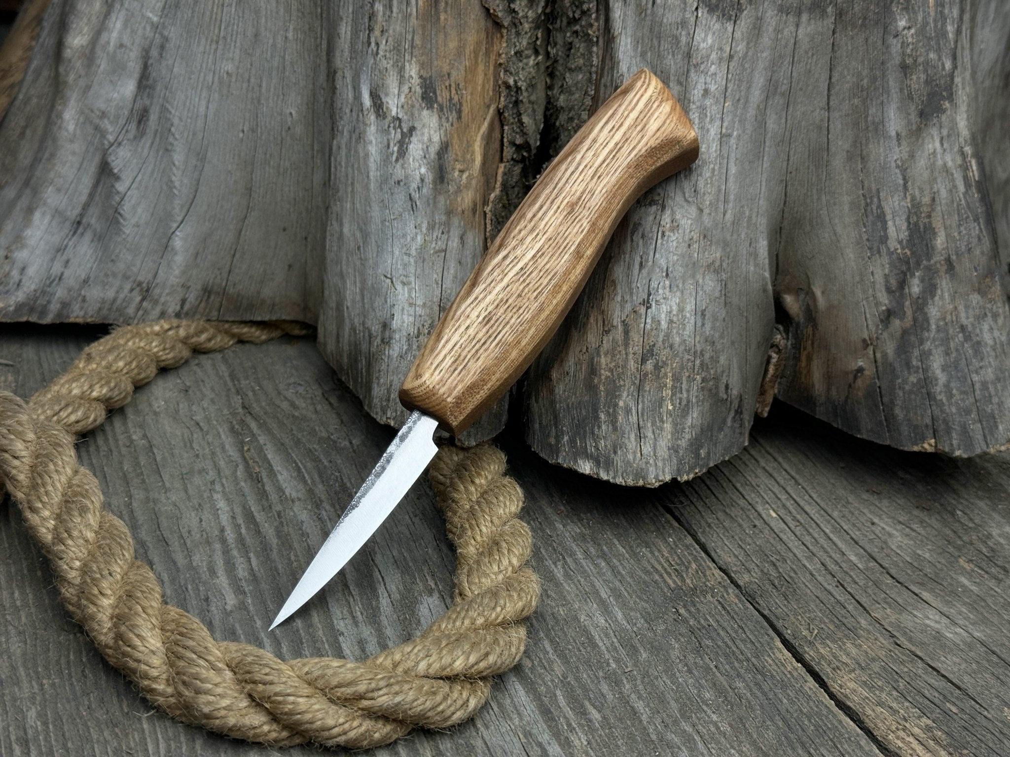 Wood Carving Sloyd Knife with 6.5 cm blade and ash wood handle by Sharky Forged Steel Tools