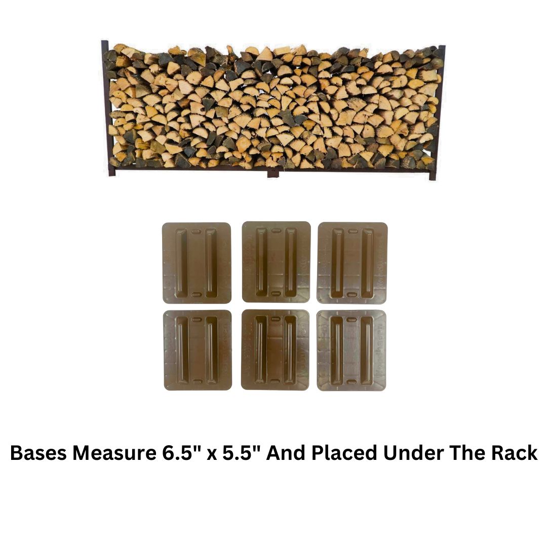 Woodhaven 10 ft Firewood Rack holding stacked firewood outdoors