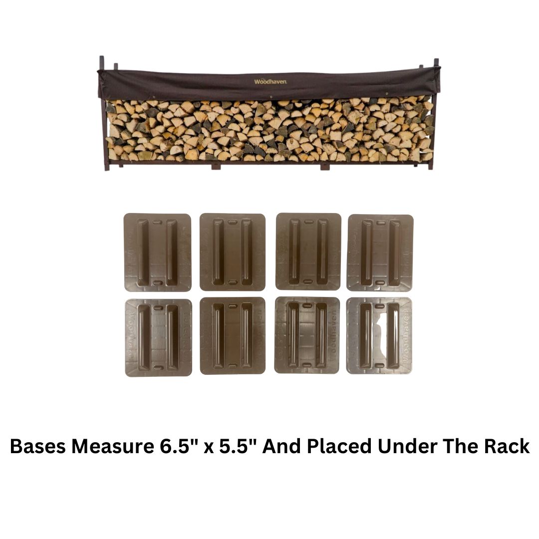 Woodhaven 12 ft Firewood Rack holding stacked firewood outdoors