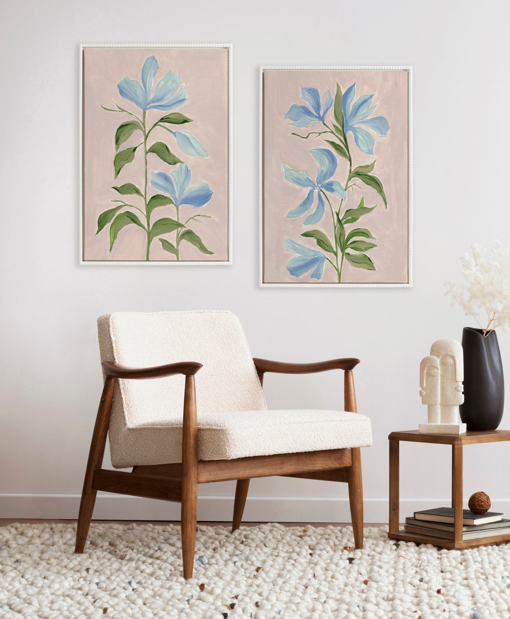 Sylvie Beaded Elegant Spring II and Elegant Spring III Framed Canvas Art Set by Nikita Jariwala