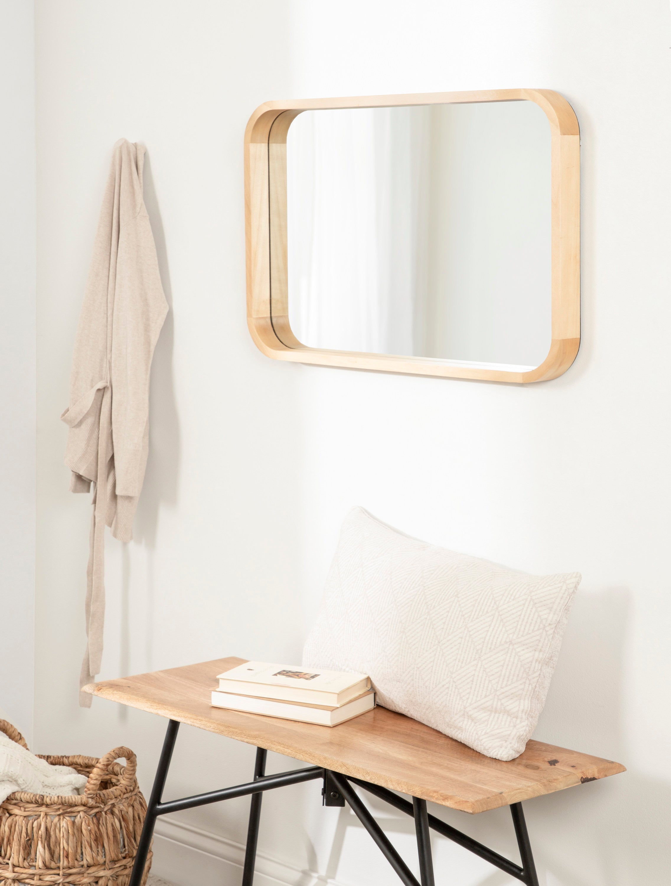 Hutton Wood Framed Radius Rectangle Mirror by kateandlaurel - product image 17 for Resin Society