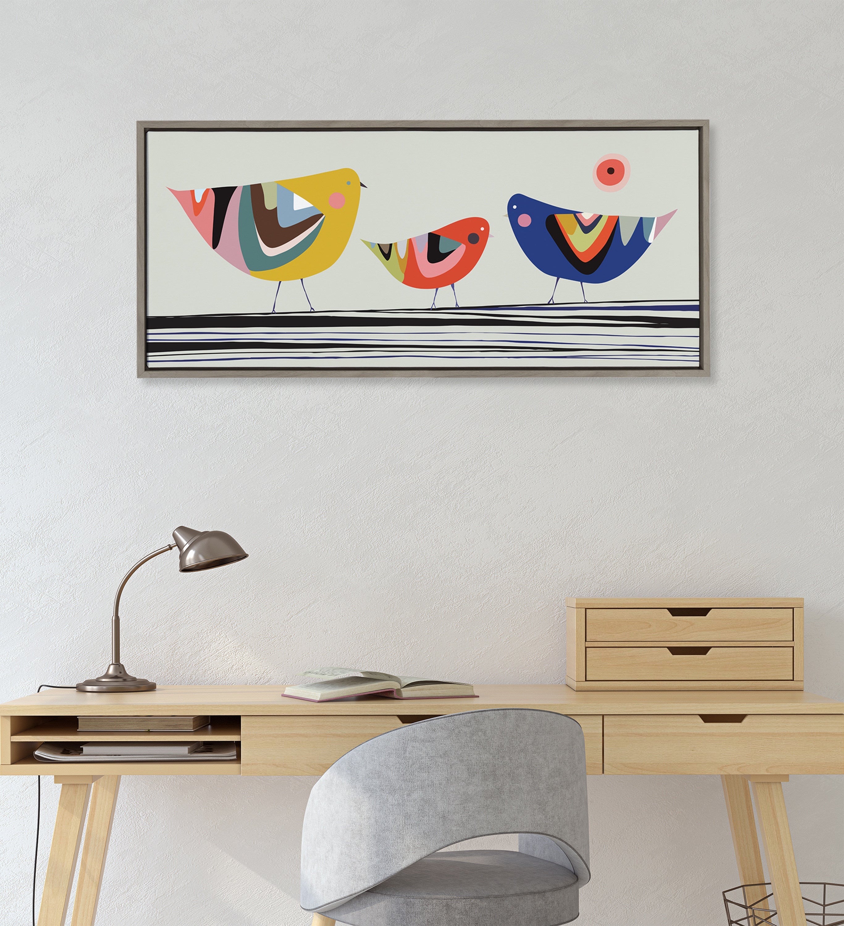 Sylvie Family Tree 3 Birds Framed Canvas by kateandlaurel - product image 4 for Resin Society