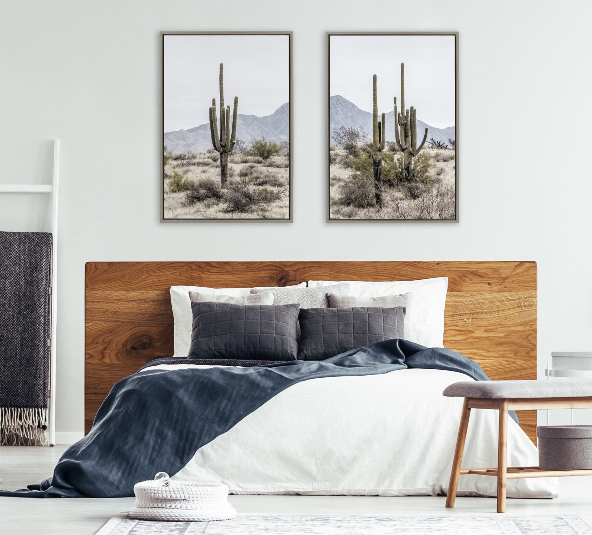 Sylvie Tall Saguaro Cacti Desert Mountain 1 and 2 Framed Canvas by kateandlaurel - product image 5 for Resin Society
