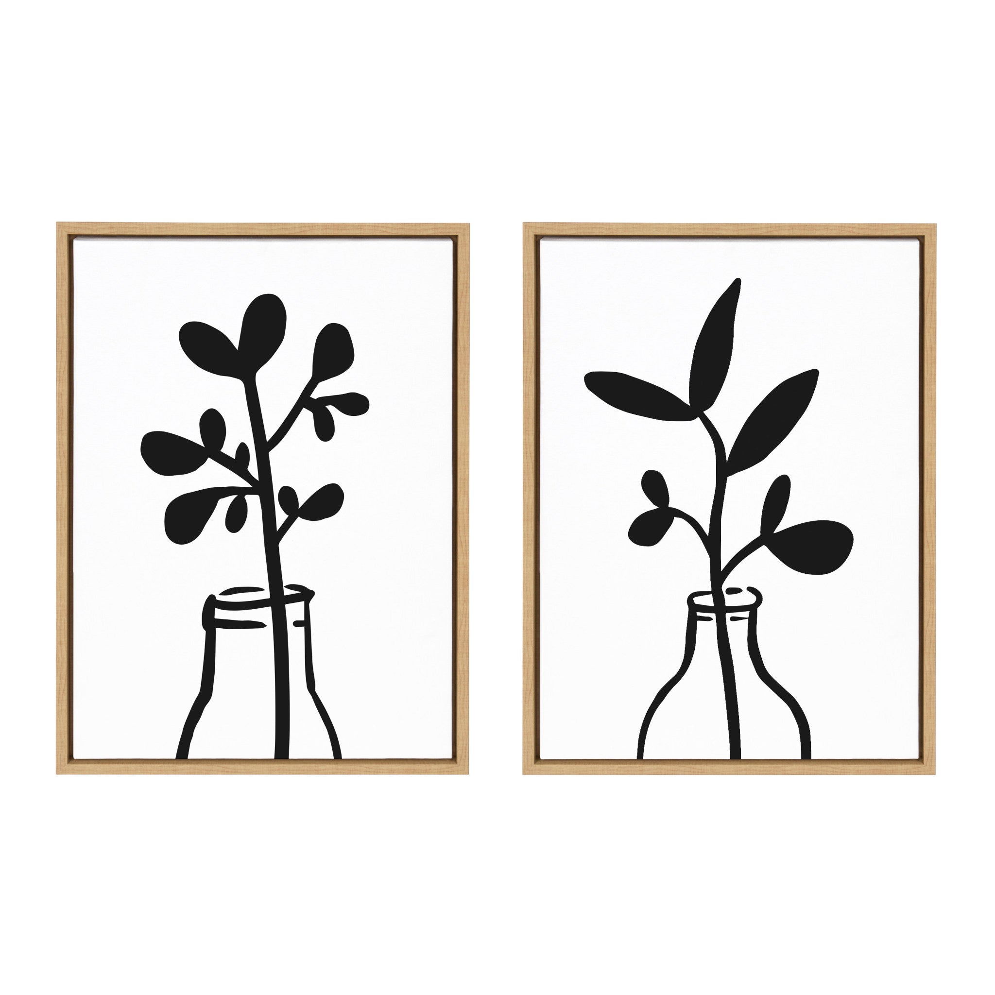Sylvie Modern Botanical Framed Canvas Set by The Creative Bunch Studio by kateandlaurel - main product image for Resin Society