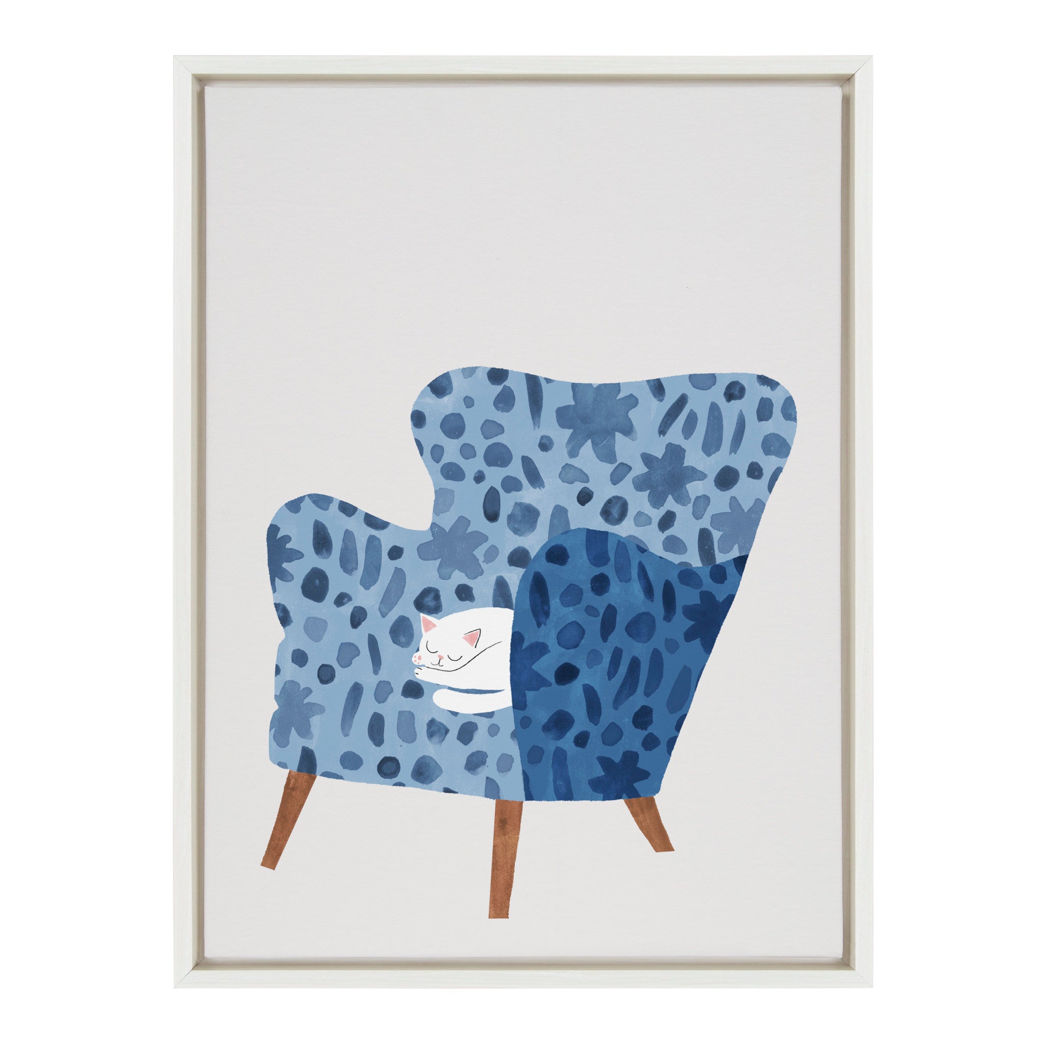 Sylvie 10 Cornflower Chair Framed Canvas by Planet Cat