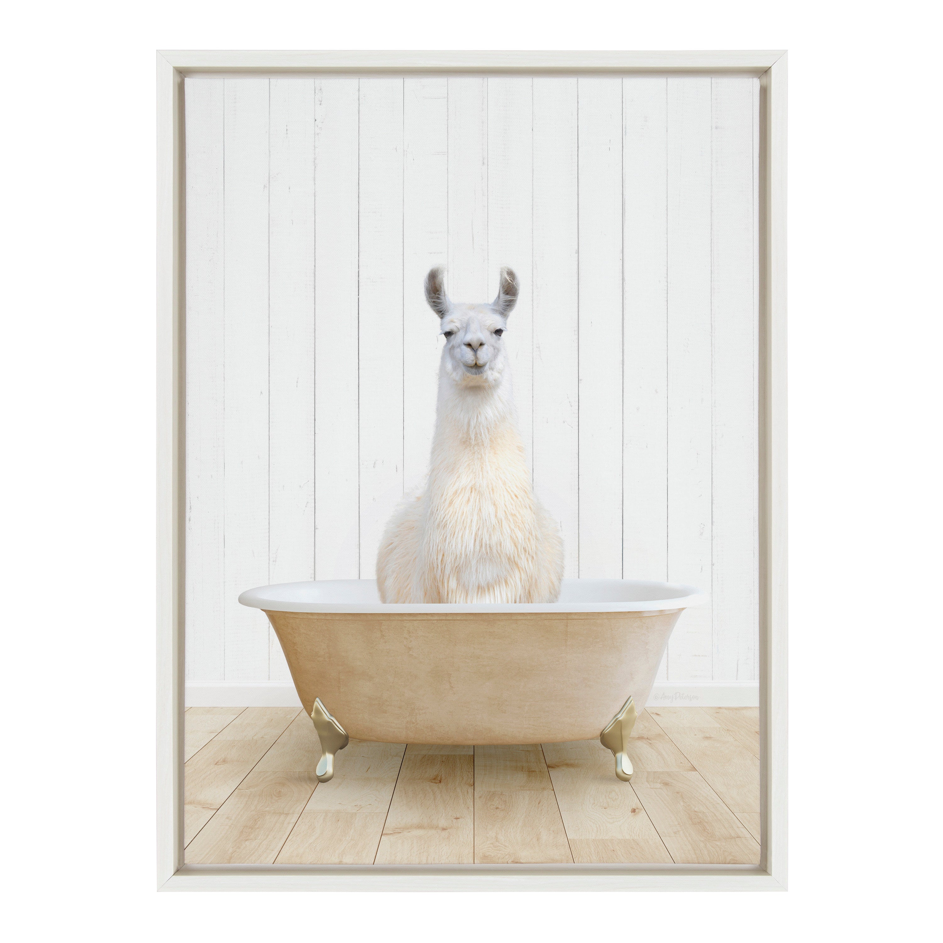 Sylvie Llama Farmhouse Bath Framed Canvas by kateandlaurel - product image 2 for Resin Society