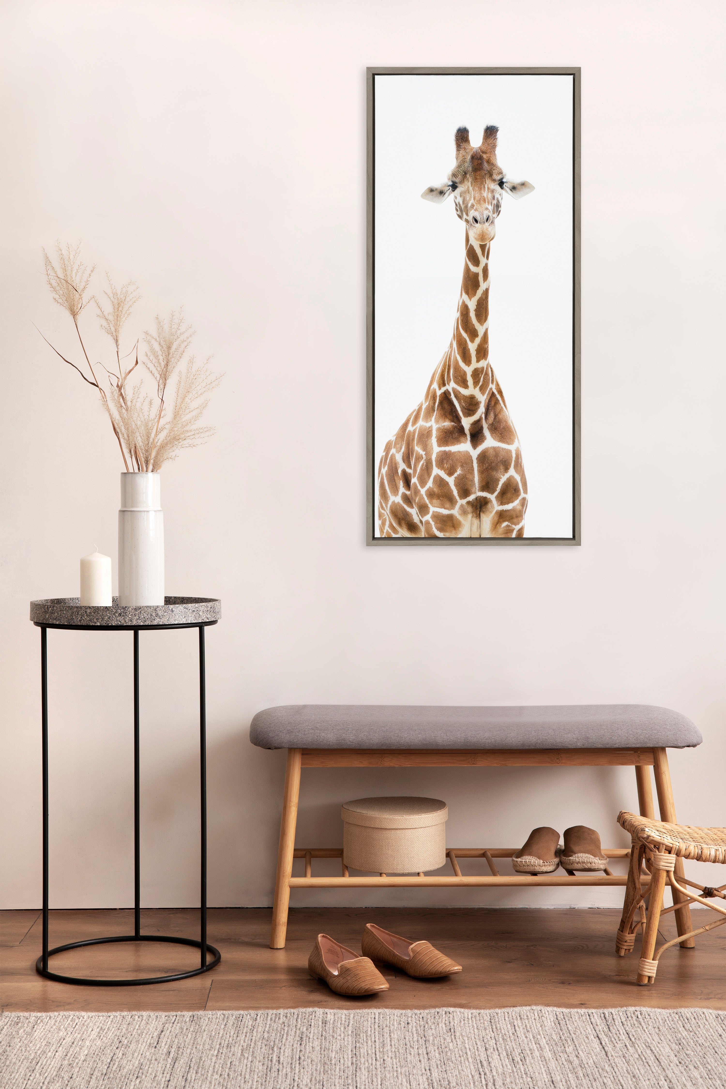 Sylvie Standing Giraffe Framed Canvas by Amy Peterson
