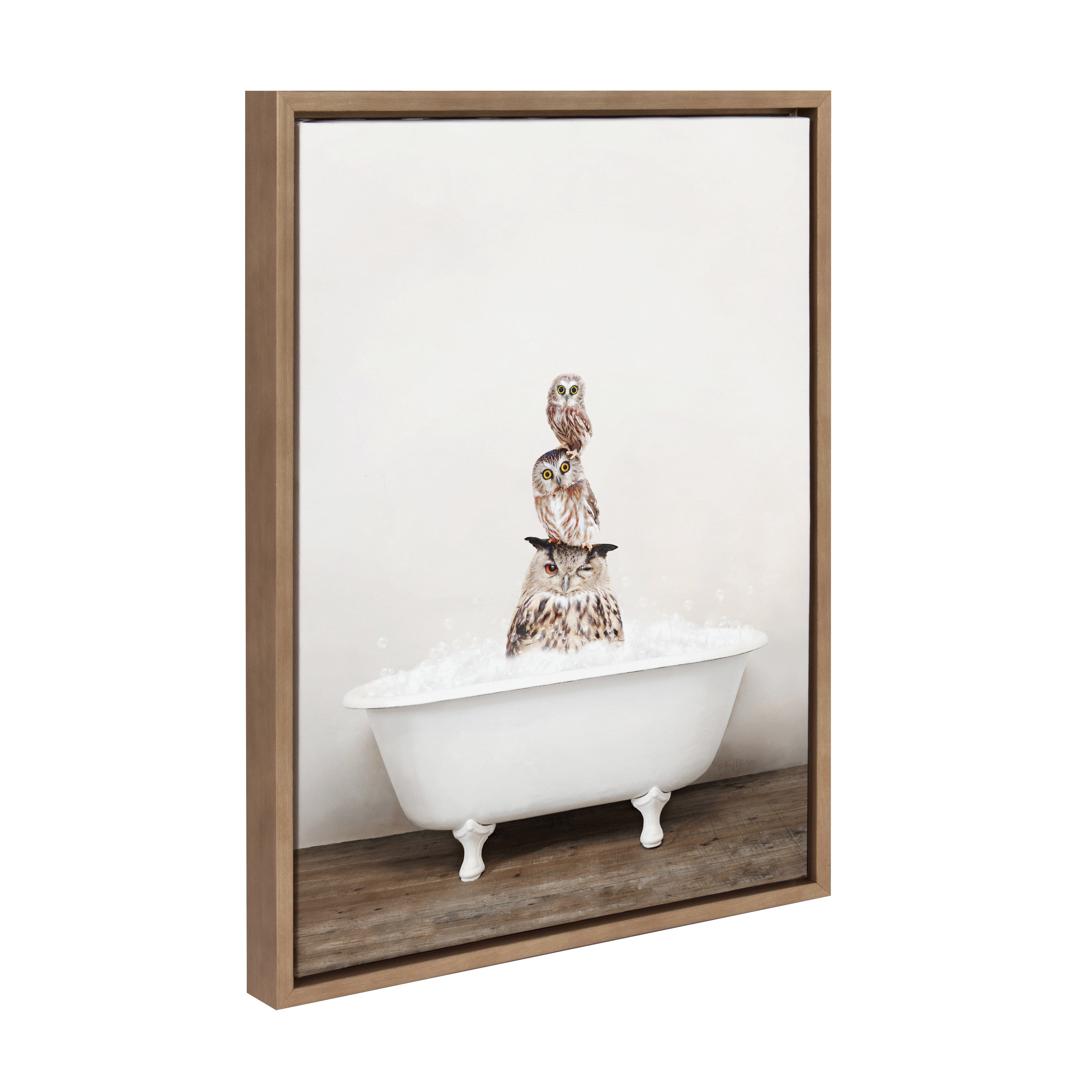 Sylvie Stacked Owls in Rustic Bath Framed Canvas by kateandlaurel - product image 7 for Resin Society
