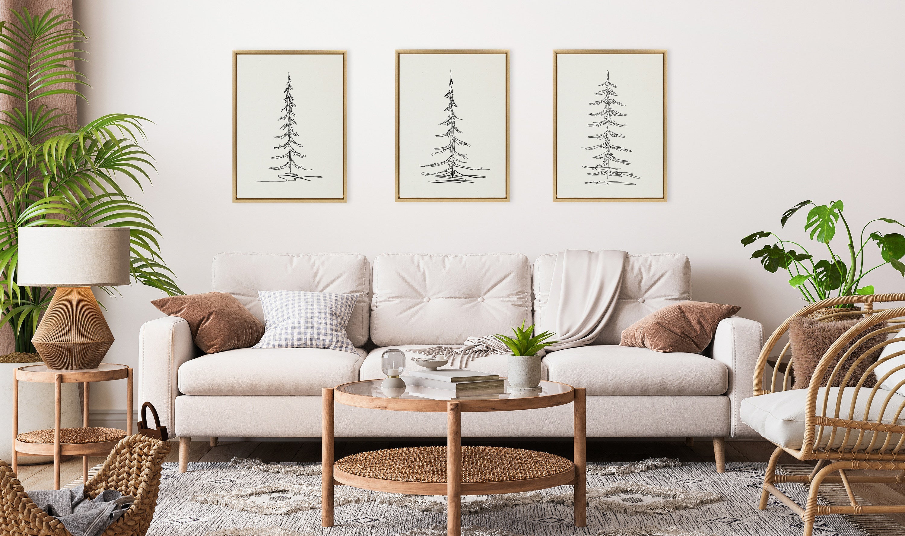 Sylvie Minimalist Evergreen Trees Framed Canvas Set by The Creative by kateandlaurel - product image 10 for Resin Society