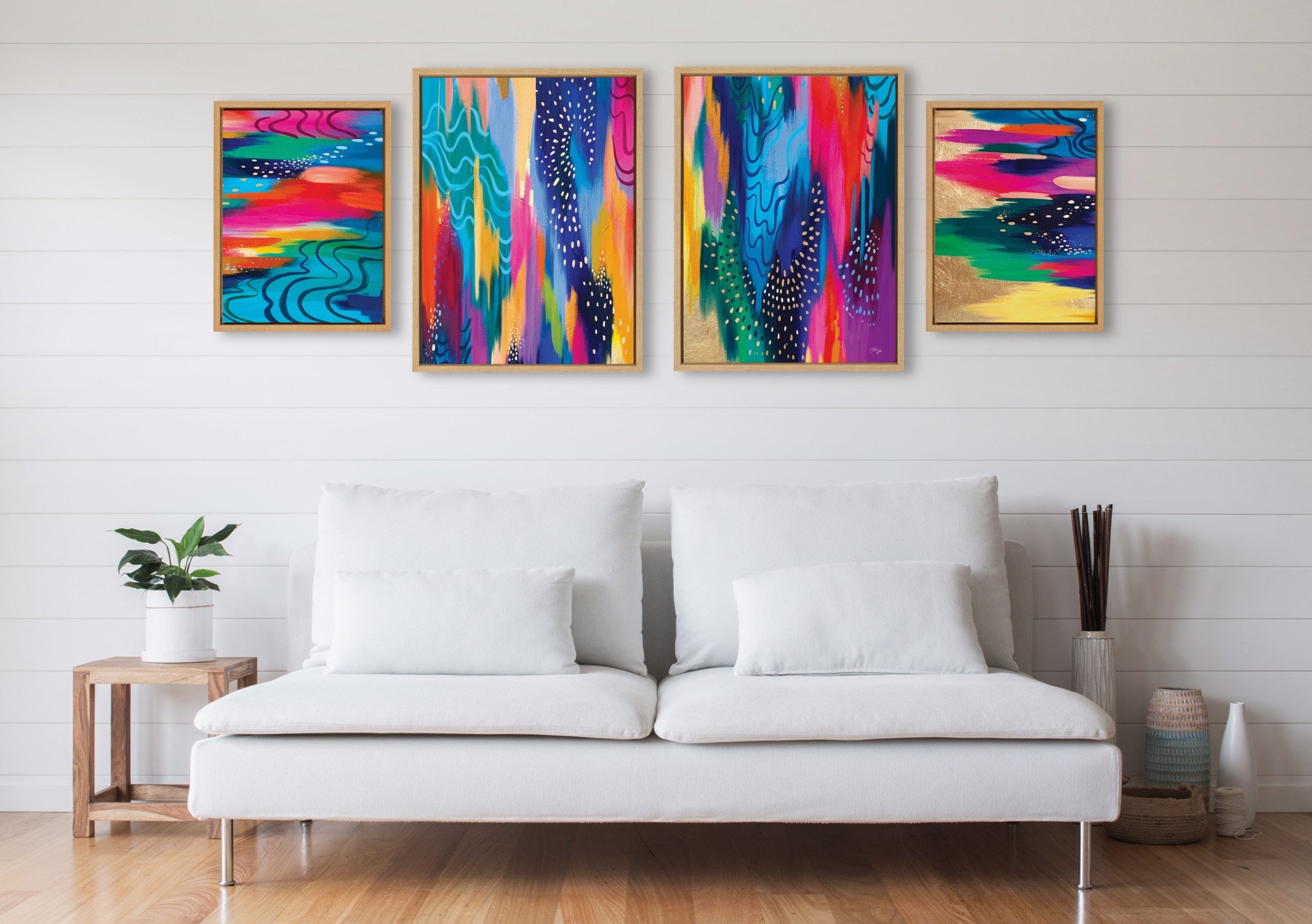 Sylvie EV Brushstroke 128 Framed Canvas Art Set by Jessi Raulet of Ettavee