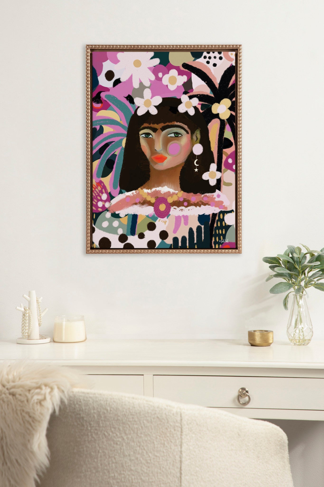 Sylvie Beaded Reba Framed Canvas by Inkheart Designs