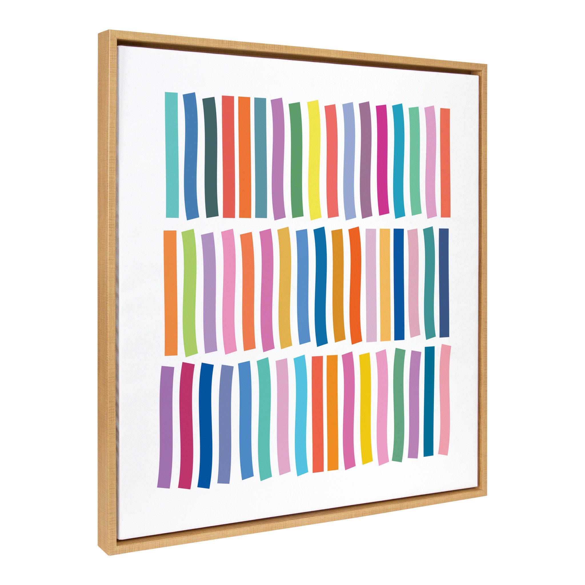 Sylvie Whimsical Lines framed canvas showing colorful abstract lines in a modern frame on a wall