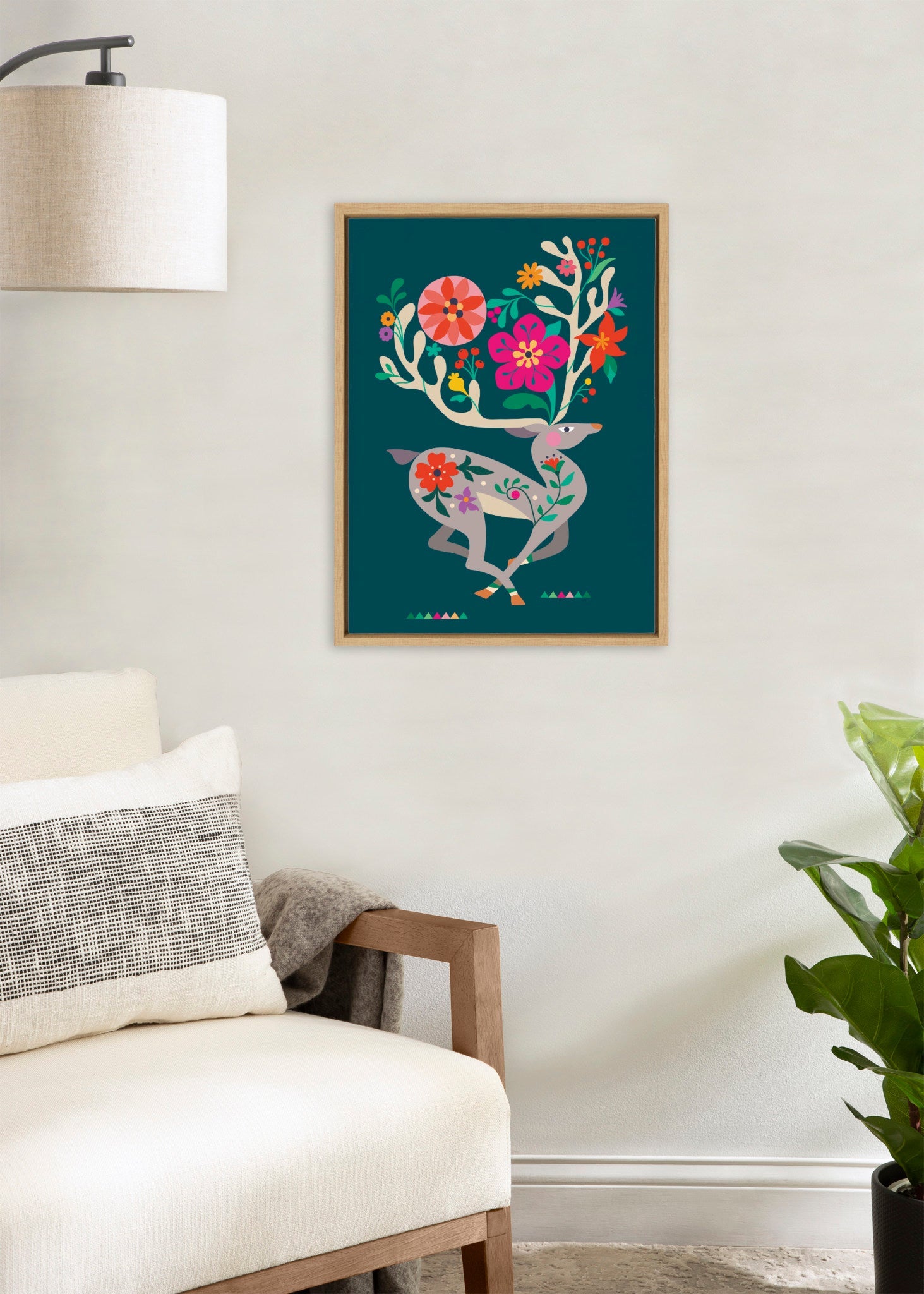 Sylvie Reindeer 2 Framed Canvas by Rachel Lee of My Dream Wall