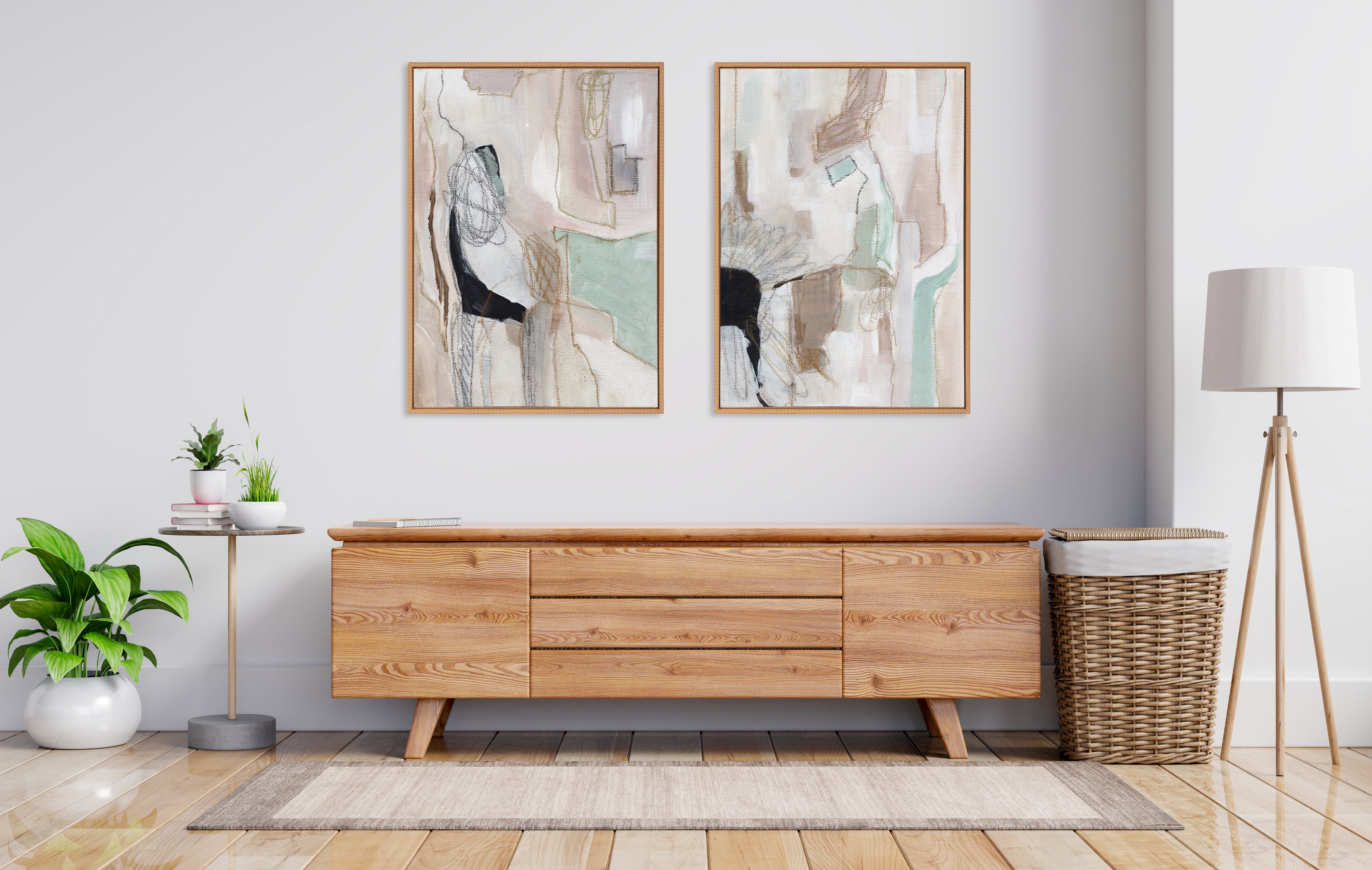 Sylvie Beaded Whispers of a Distant Land 1 and 2 Framed Canvas Art Set by Nikita Jariwala