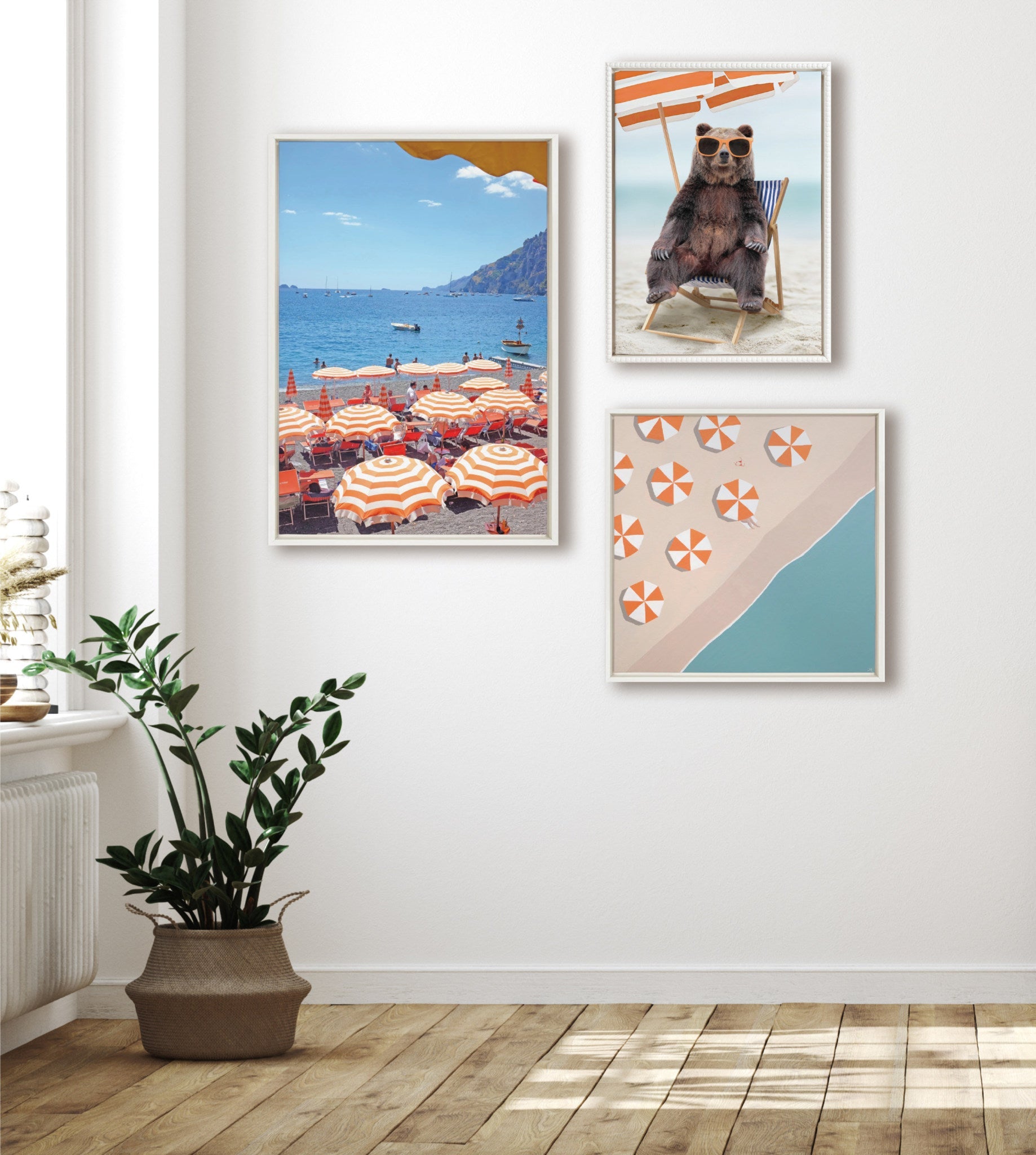 Sylvie Beaded Beach Chair Bear Framed Canvas by Amy Peterson