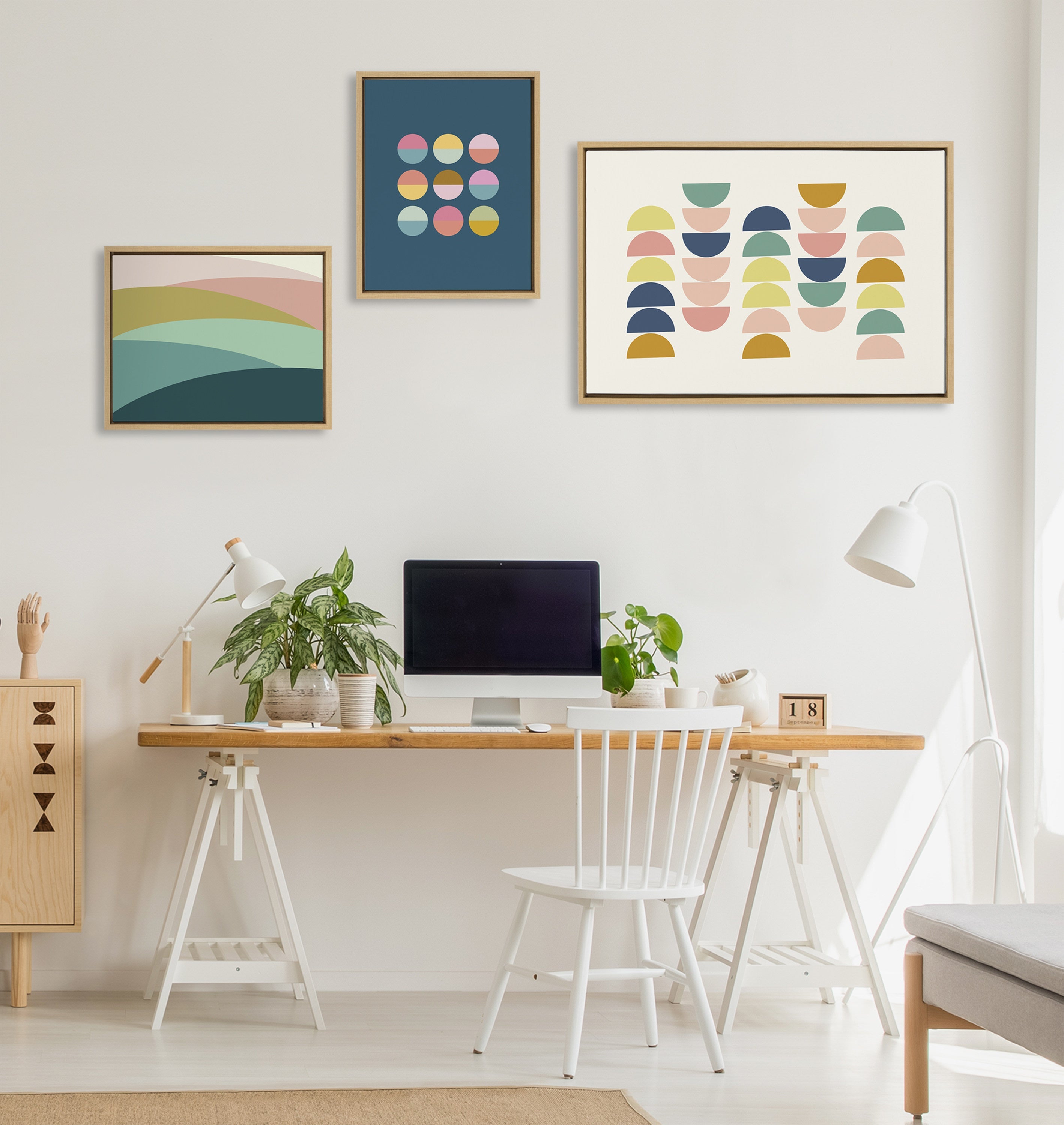 Sylvie Abstract Shapes Framed Canvas Set by Apricot and Birch by kateandlaurel - product image 4 for Resin Society