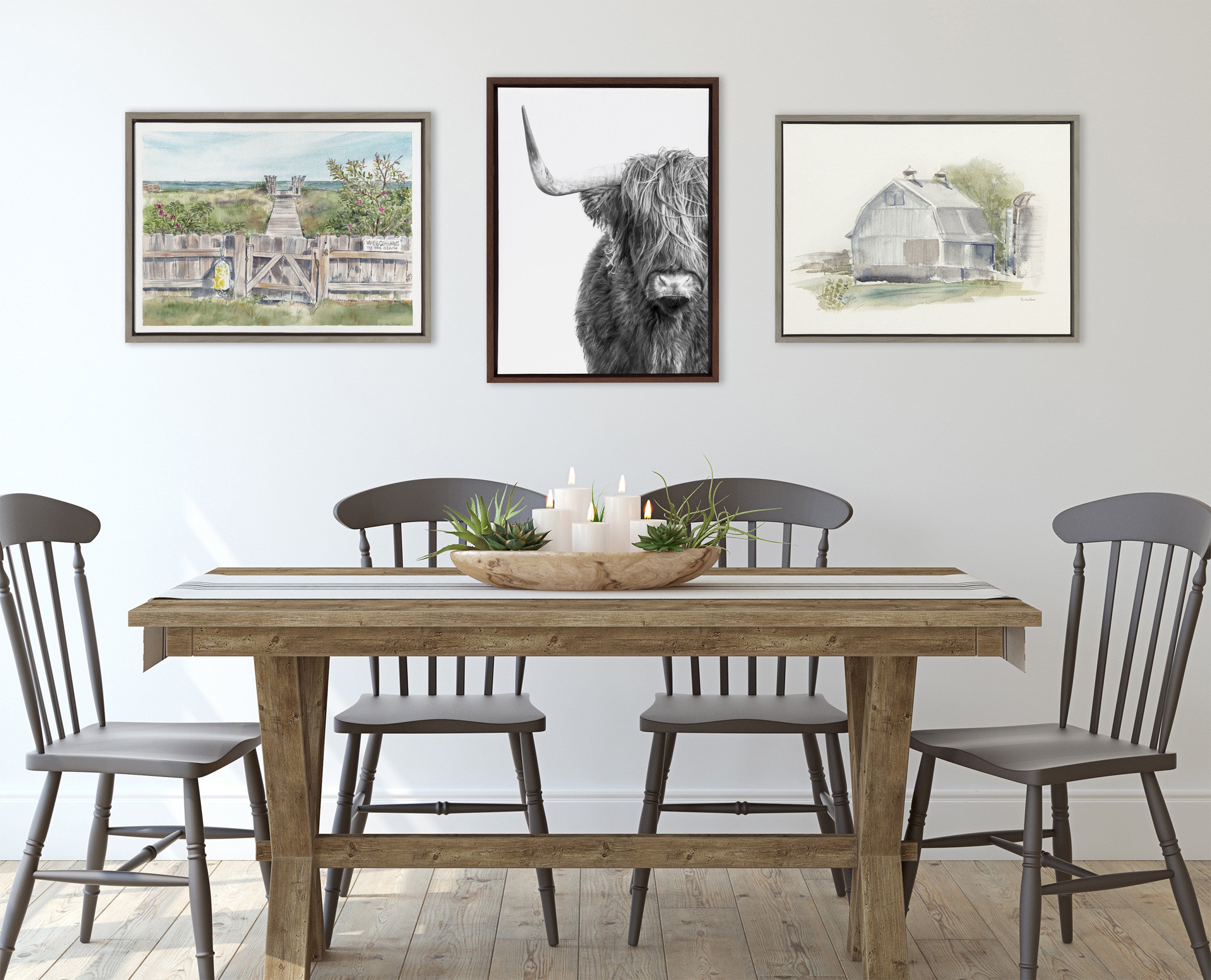 Sylvie B&W Highland Cow No. 1 Framed Canvas by Amy Peterson Art Studio