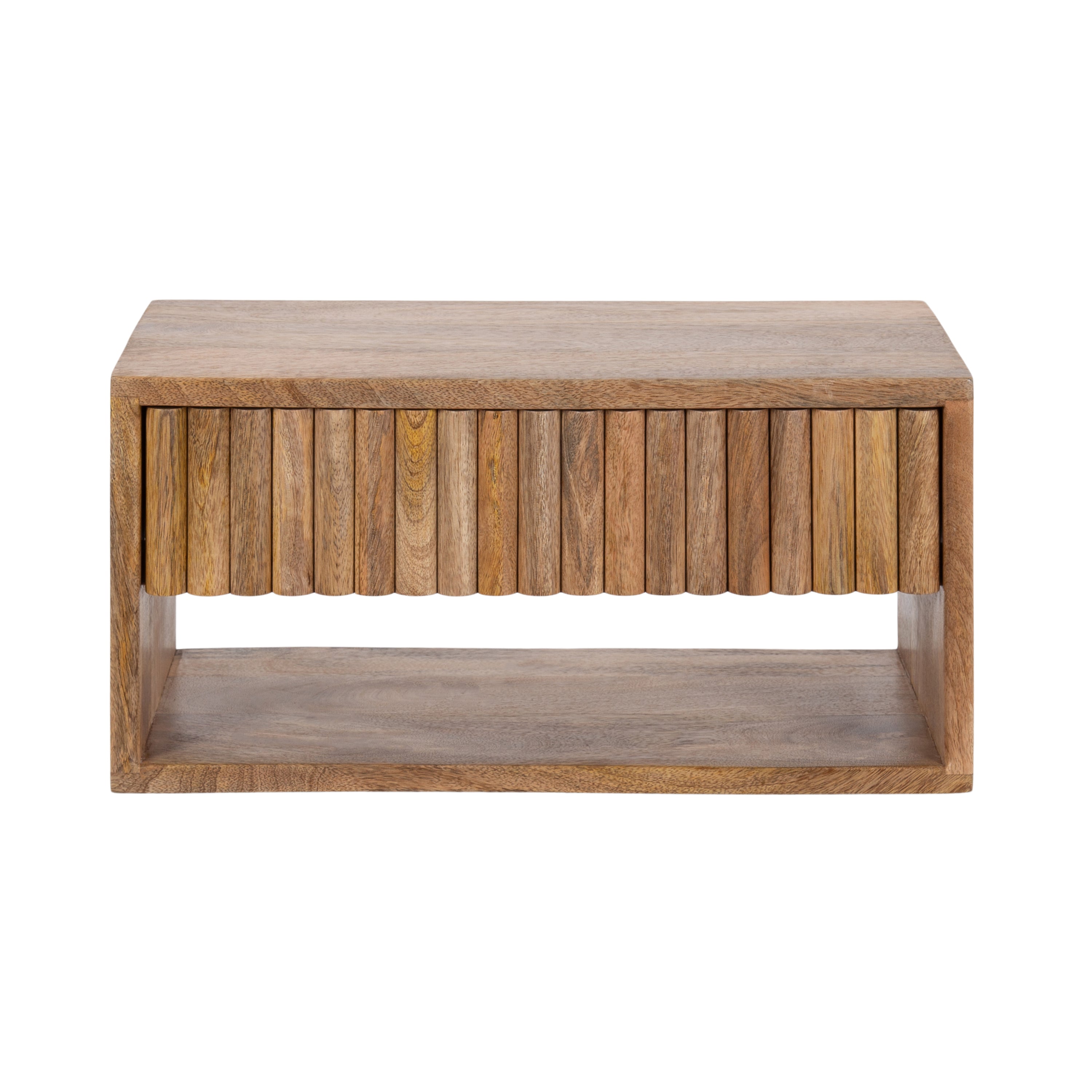 Reid Floating Wood Side Table with Open Storage