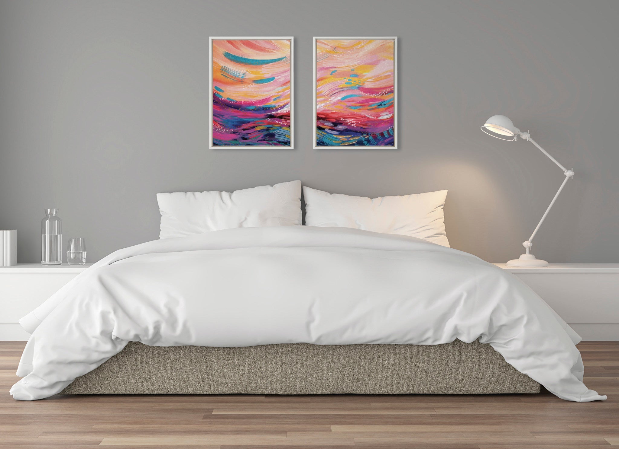 Sylvie Brush Strokes 90 Framed Canvas Set by kateandlaurel - product image 5 for Resin Society
