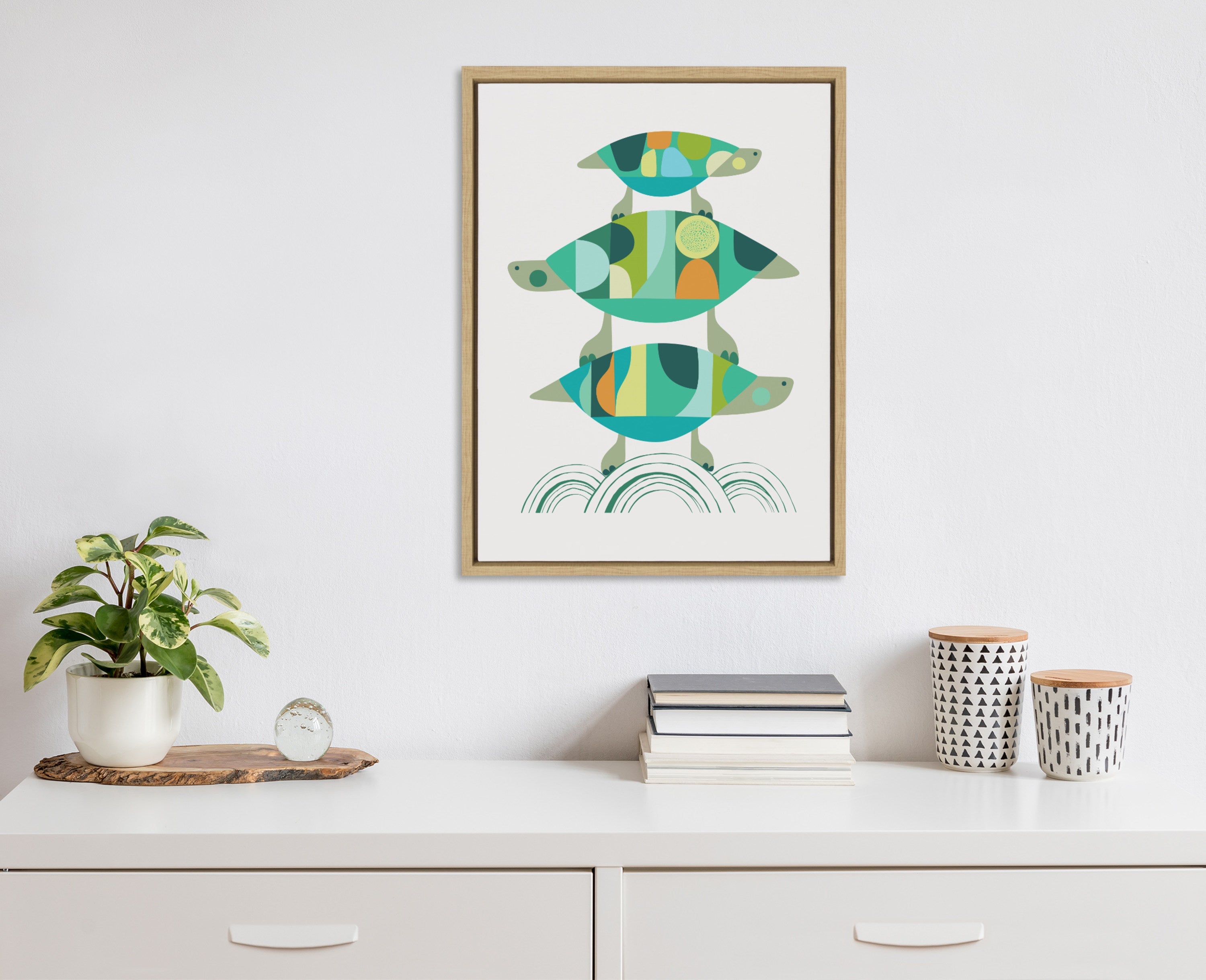 Sylvie Turtle Family Framed Canvas by Rachel Lee of My Dream Wall