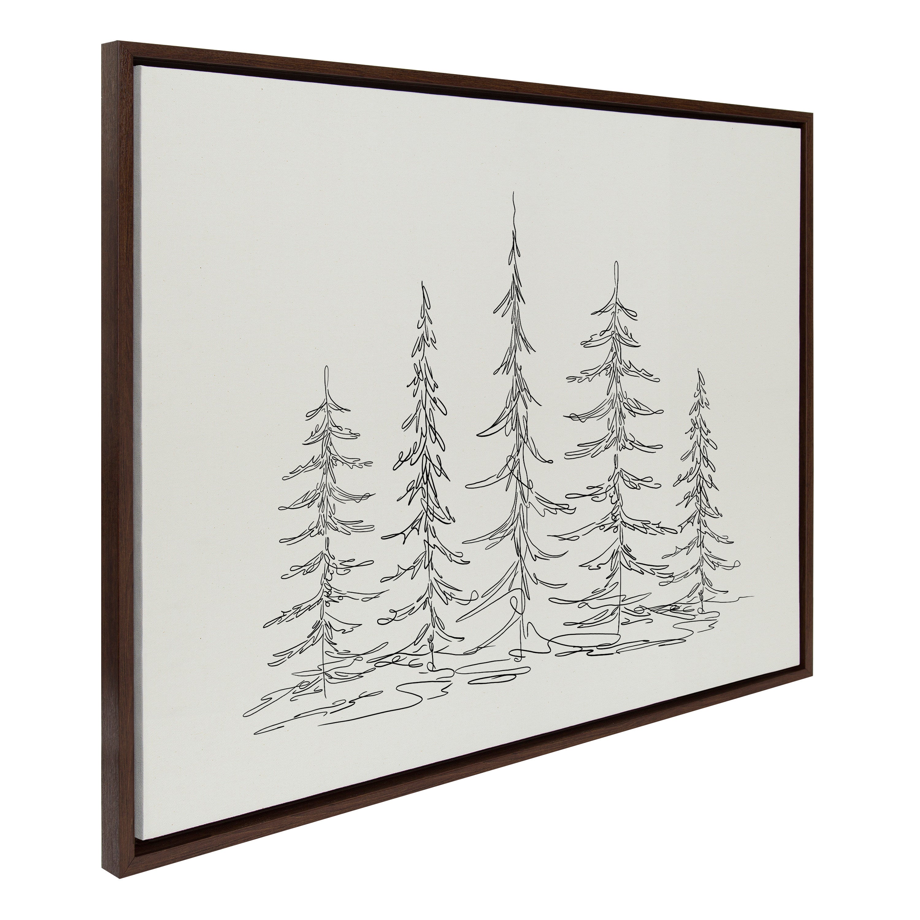 Sylvie Minimalist Evergreen Trees Sketch Framed Canvas by kateandlaurel - product image 18 for Resin Society