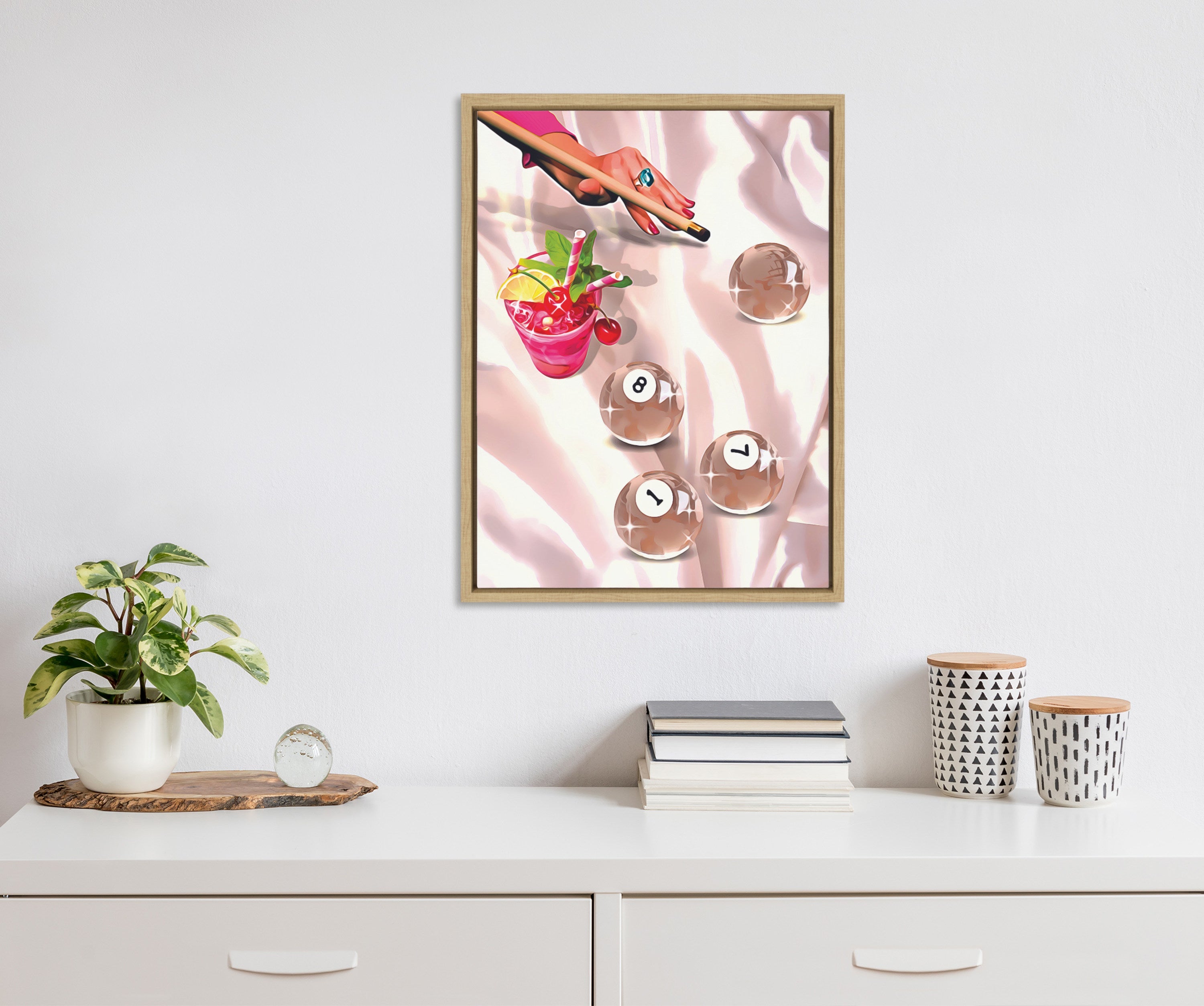 Sylvie Game Night Billiards Framed Canvas by Honey Island Studio