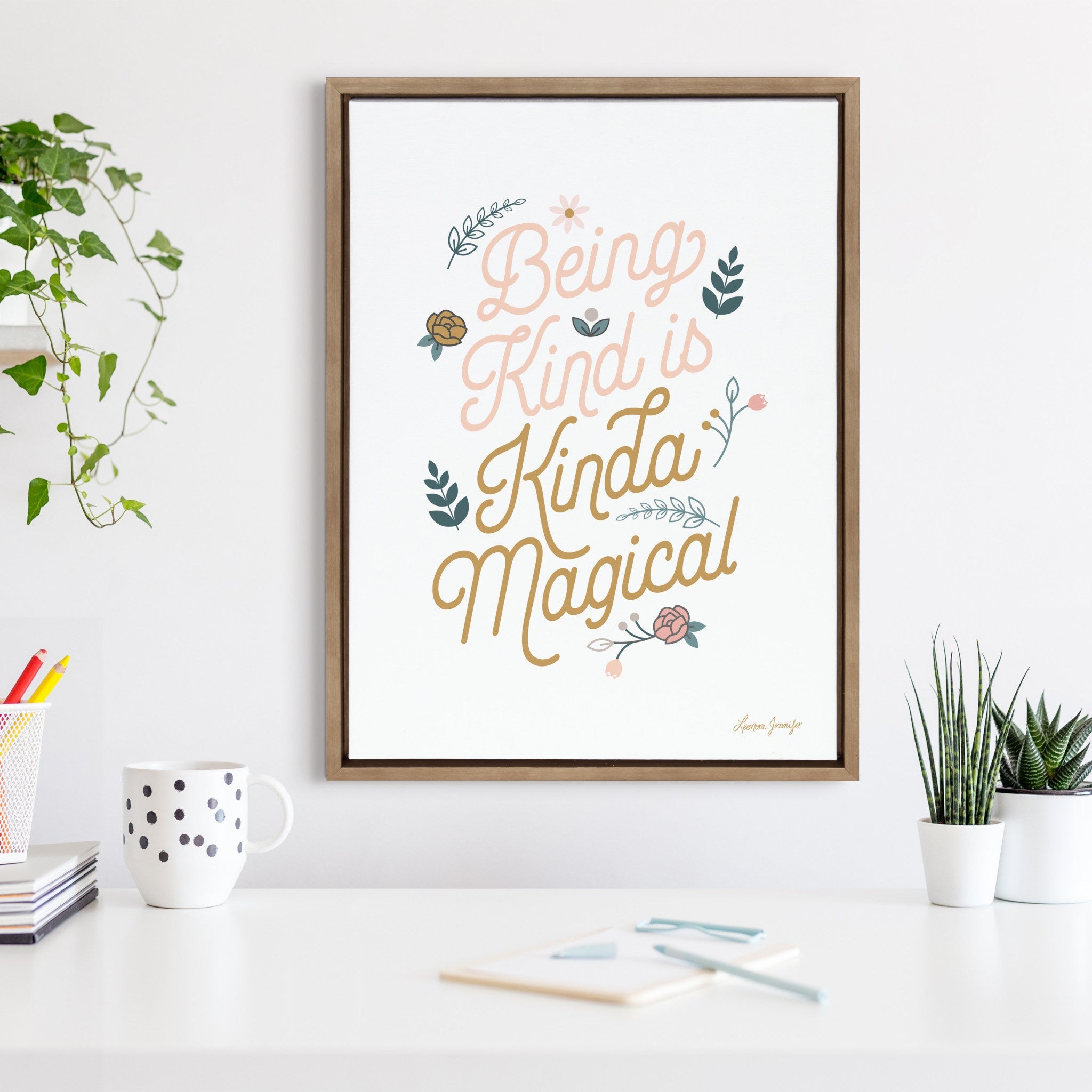 Sylvie Being Kind is Kinda Magical v2 Framed Canvas by Yellow Heart Art by kateandlaurel - product image 6 for Resin Society