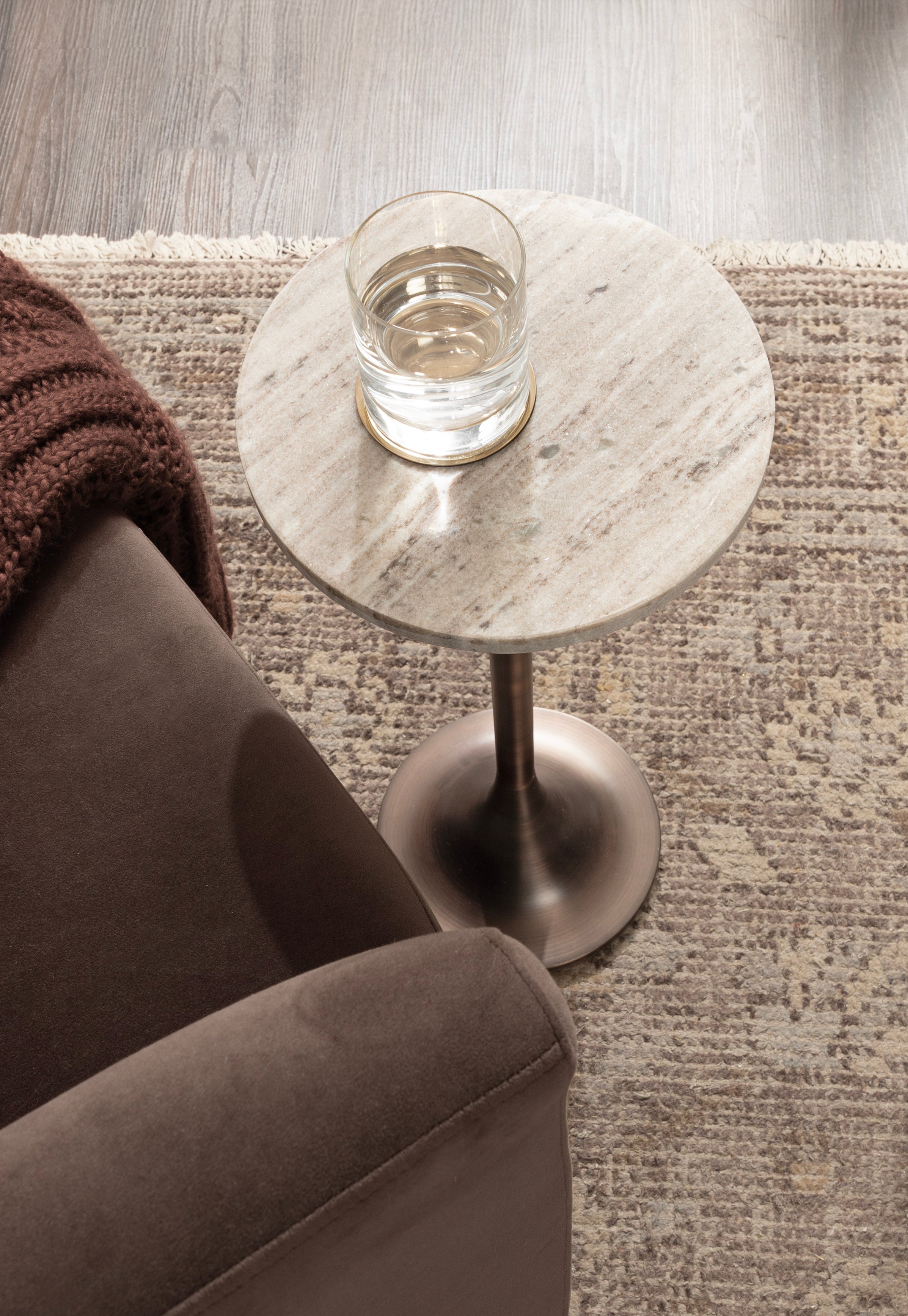 Baronet Round Marble and Metal Table