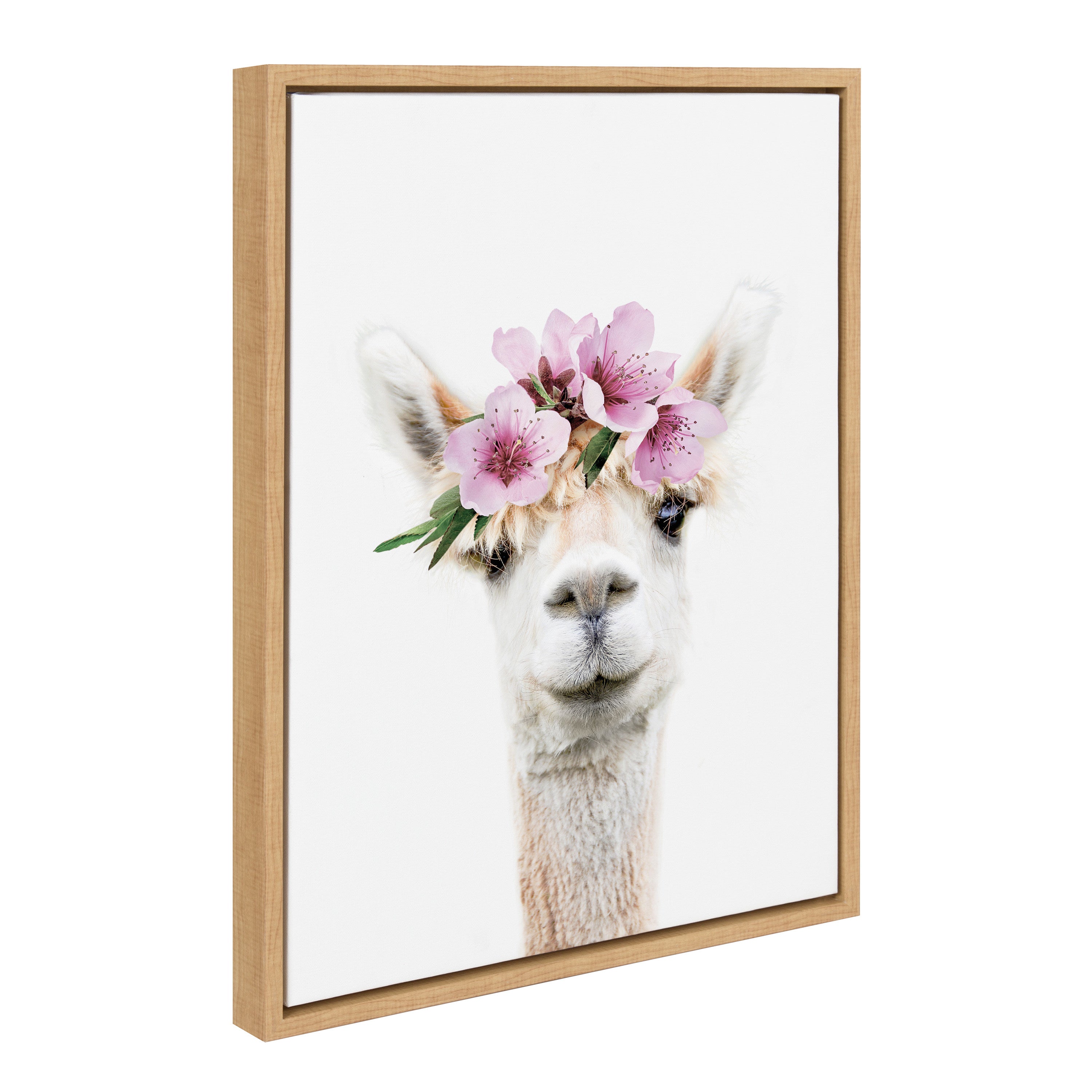 Sylvie Flower Crown Alpaca Framed Canvas by Amy Peterson Art Studio