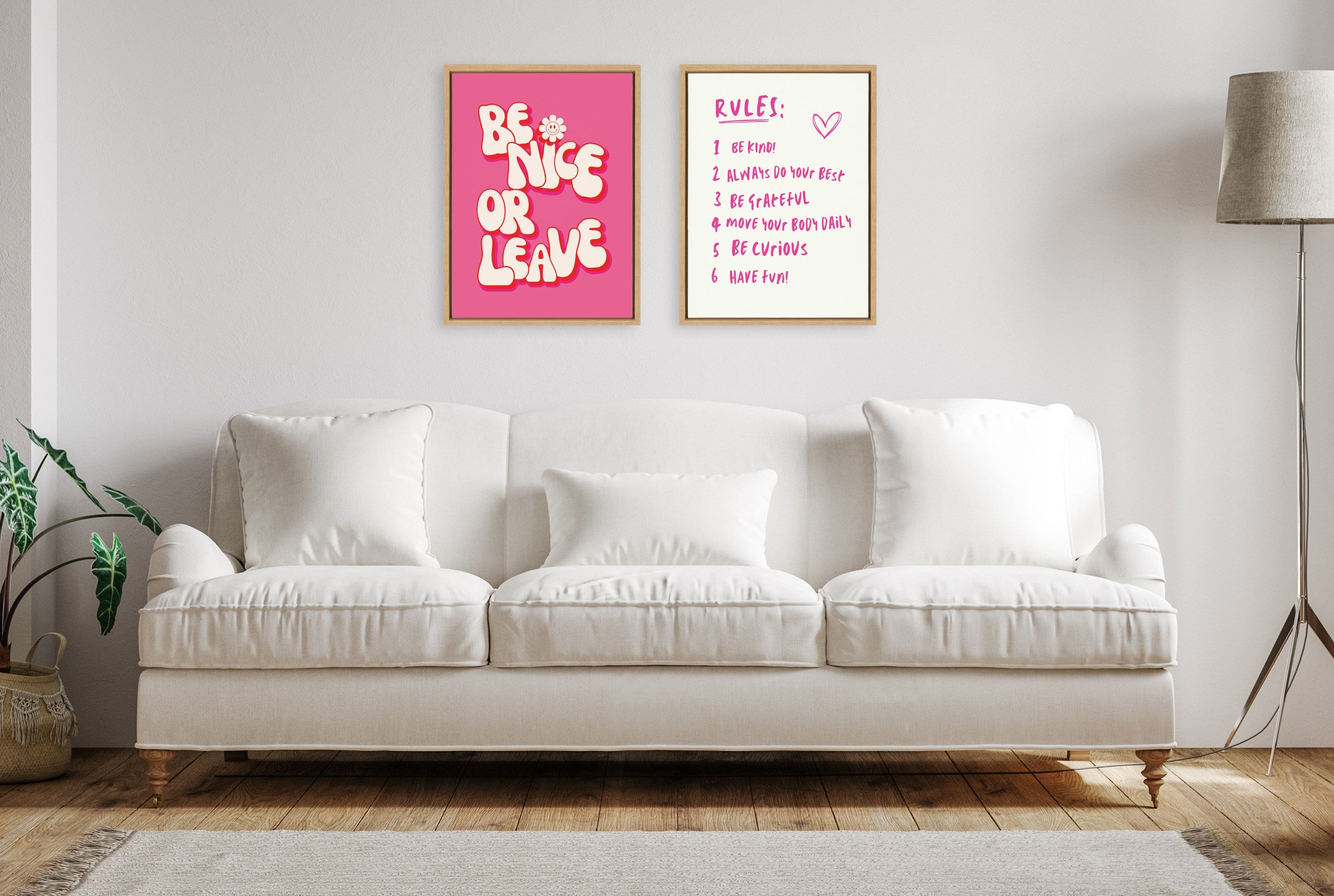 Sylvie Be Nice or Leave Framed Canvas by Honey Island Studio