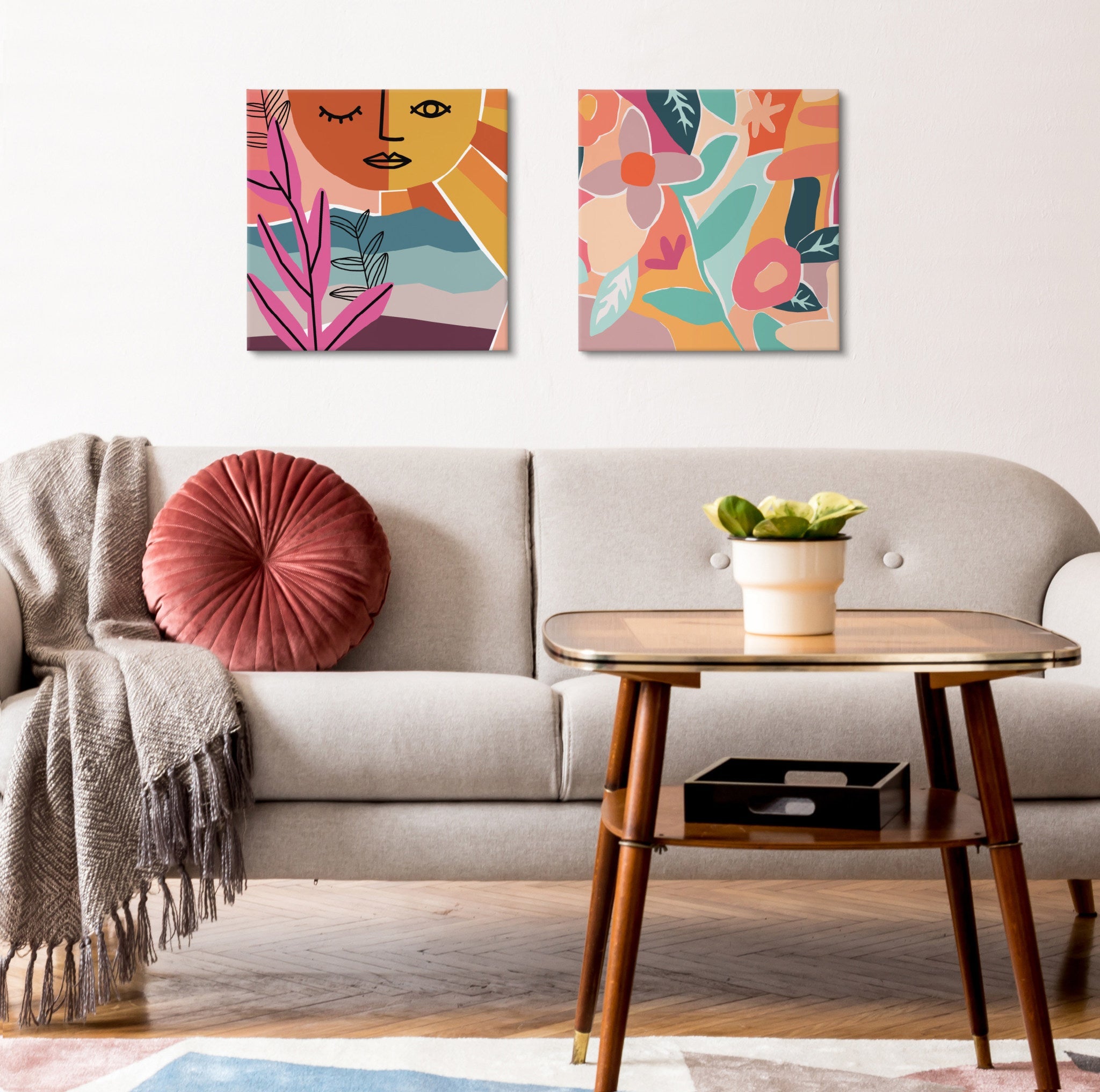 Peace Love Flowers Canvas Wall Art Set by kateandlaurel - product image 8 for Resin Society