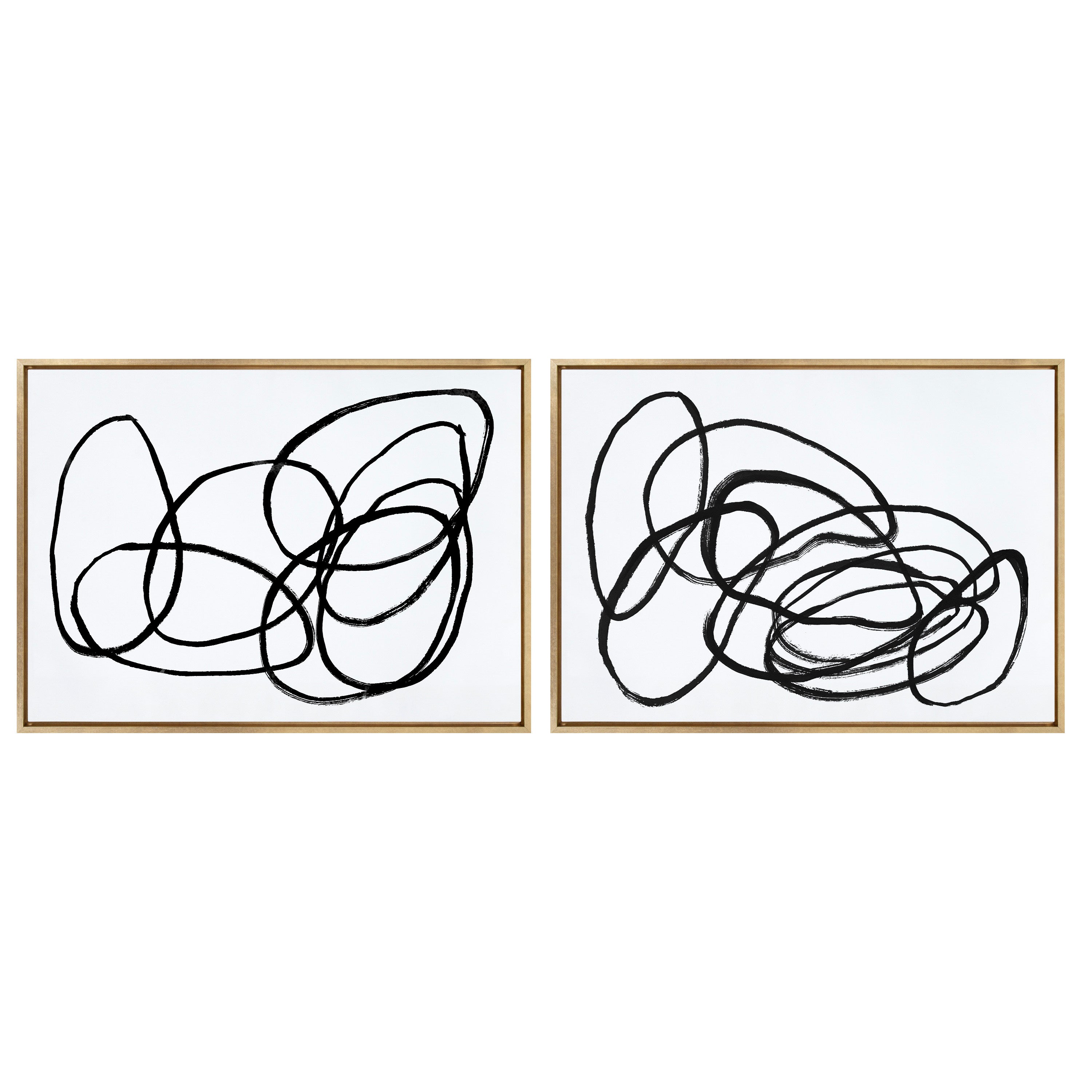 Two-piece framed canvas art set 'Sylvie Ring of Light and Ring of Light 2' by Nikki Chu shown in a room setting.