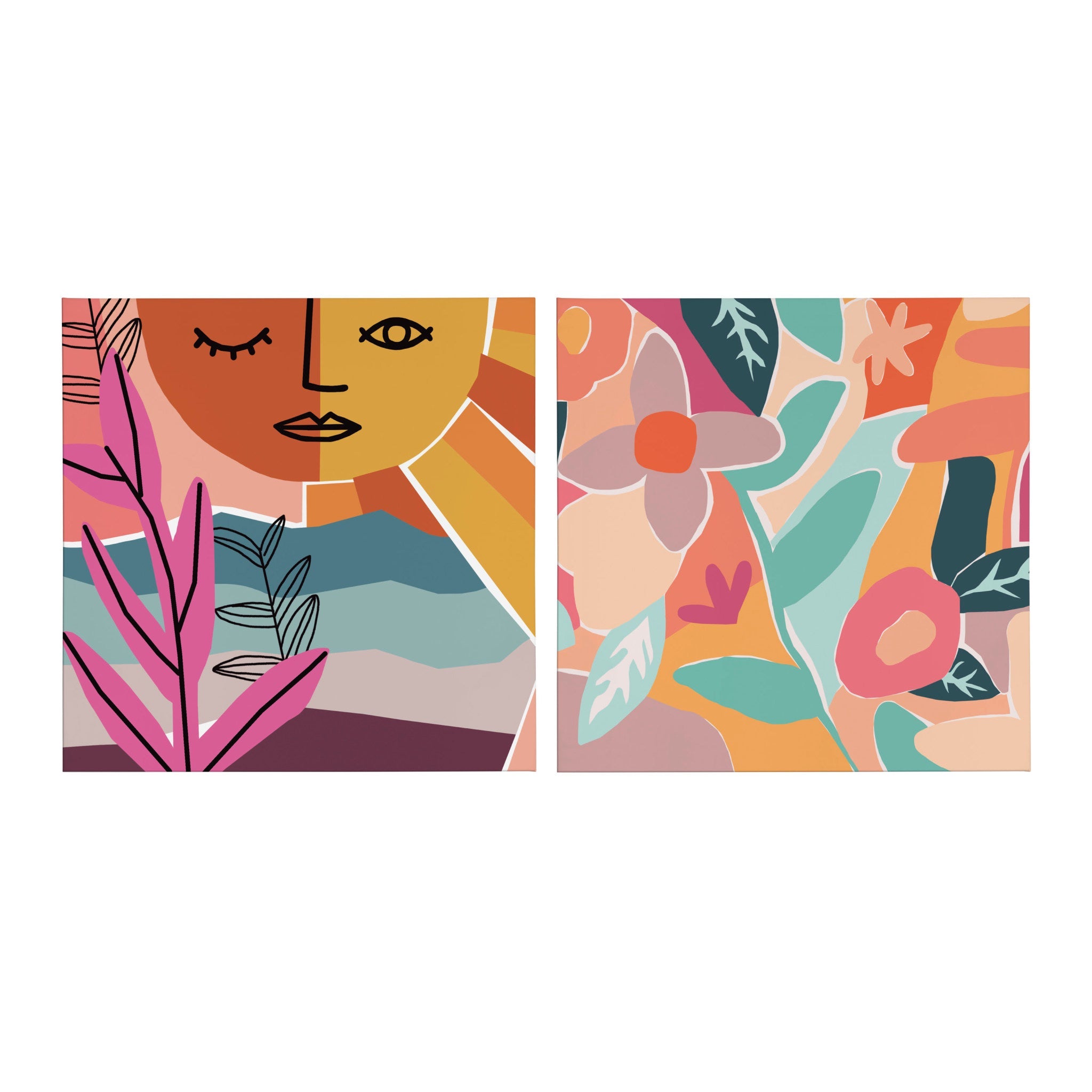 Peace Love Flowers Canvas Wall Art Set by kateandlaurel - product image 2 for Resin Society