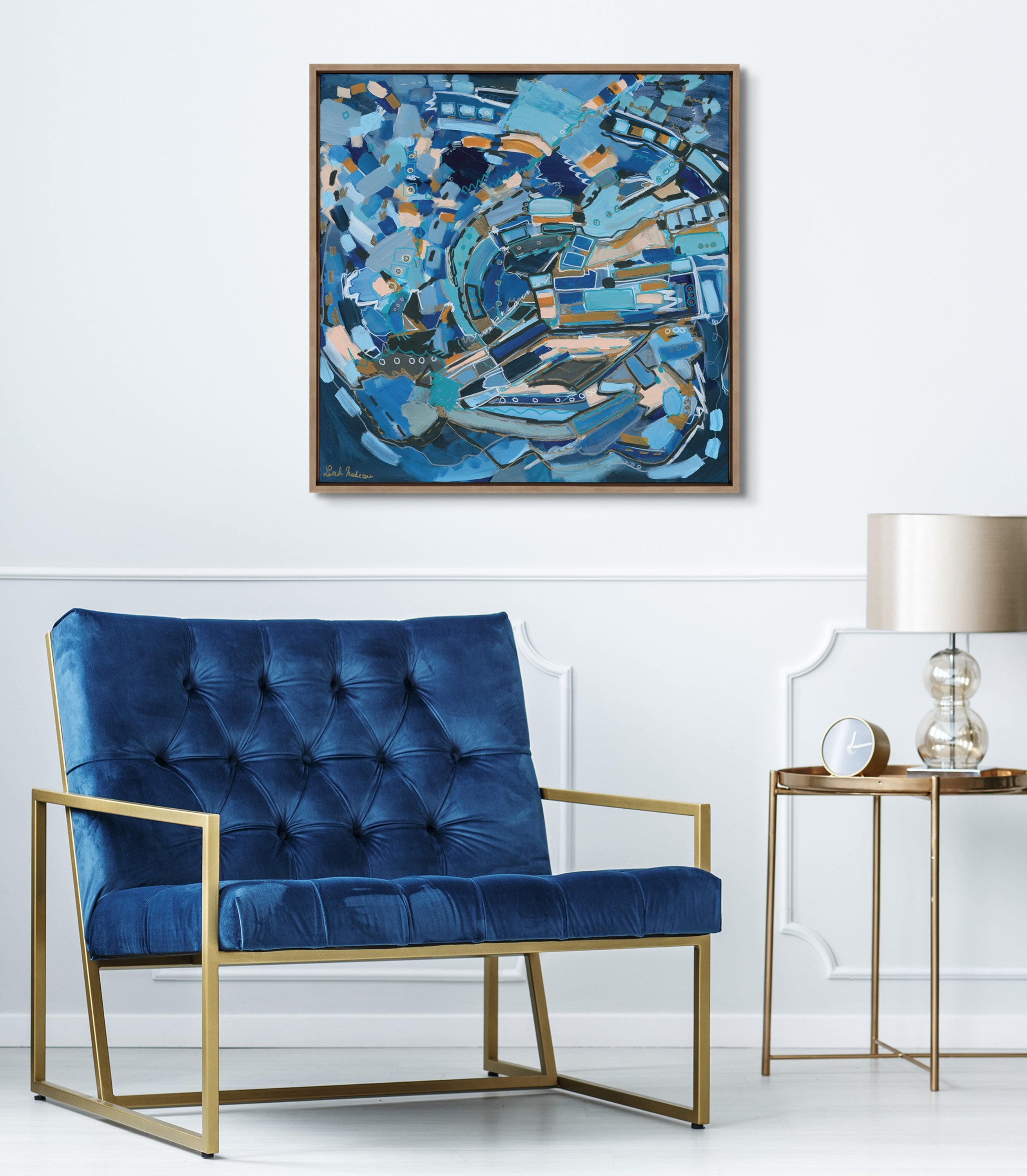 Sylvie Blue Dream Framed Canvas by Leah Nadeau by kateandlaurel - product image 5 for Resin Society