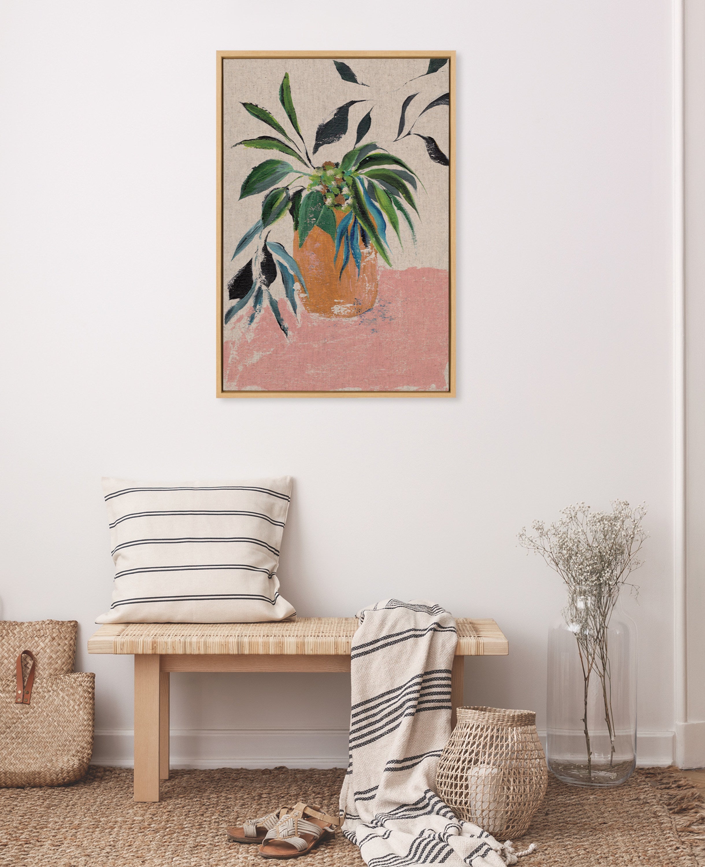 Sylvie Wild Foliage II Neutral Linen Framed Canvas by Nikita Jariwala