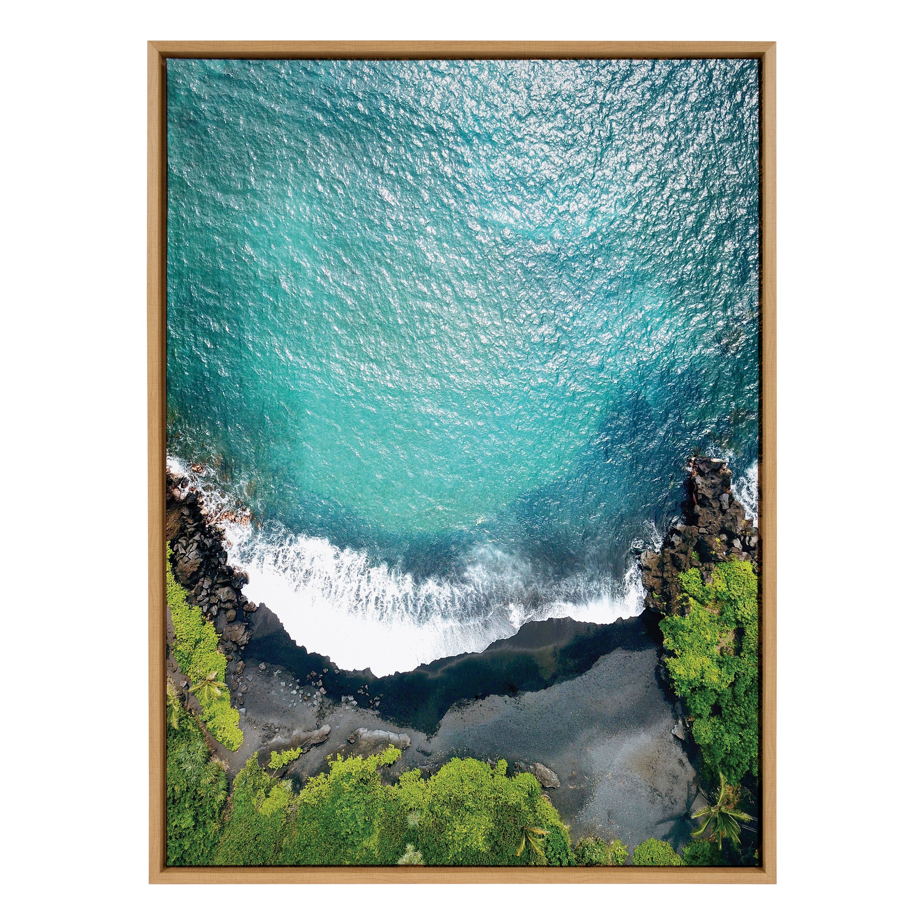 Sylvie Maui Black Sand Beach 1 Framed Canvas by Rachel Bolgov by kateandlaurel - product image 8 for Resin Society