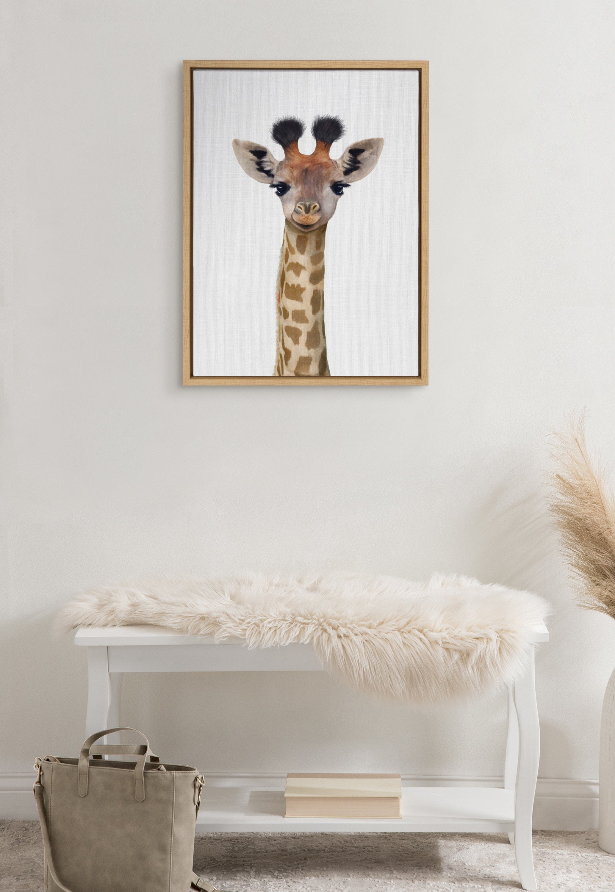 Sylvie Baby Giraffe Color Illustration Framed Canvas by kateandlaurel - product image 4 for Resin Society