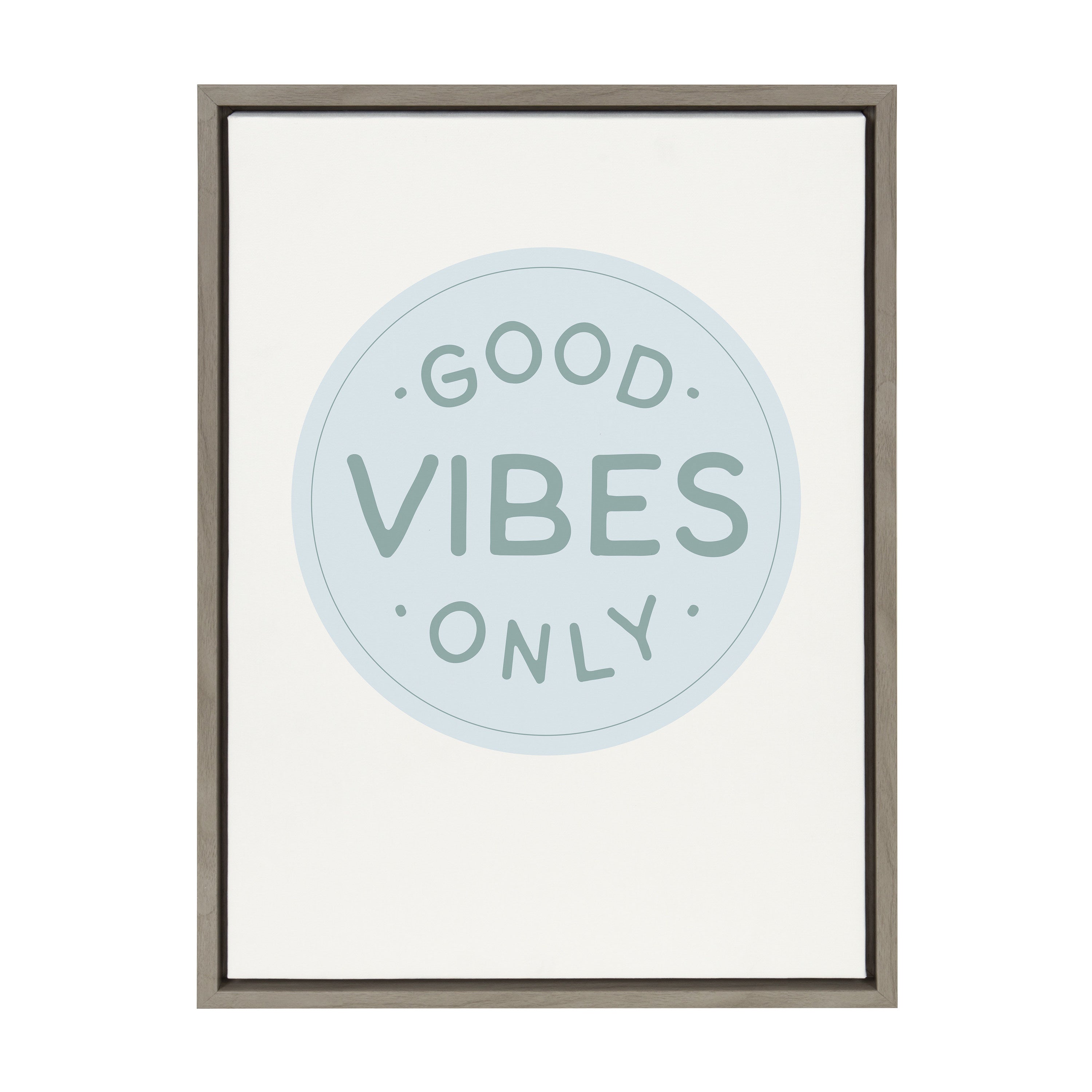 Sylvie Good Vibes Only Pale Blue Button Framed Canvas by The Creative by kateandlaurel - product image 12 for Resin Society