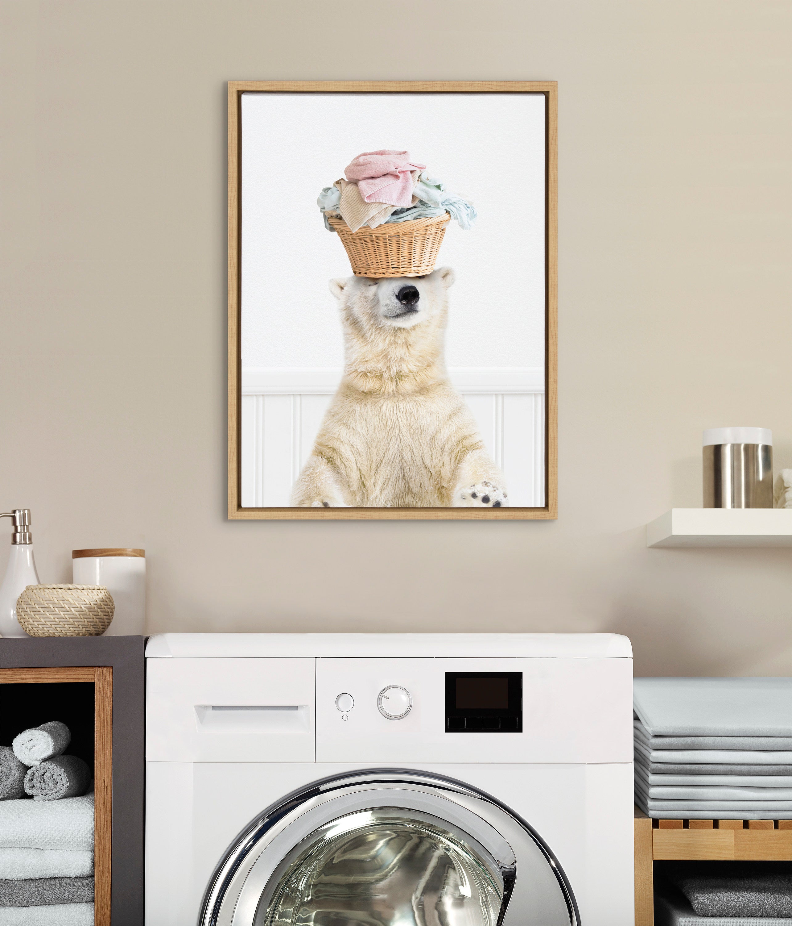 Sylvie Sorting Life Polar Bear 2 Framed Canvas by kateandlaurel - product image 10 for Resin Society