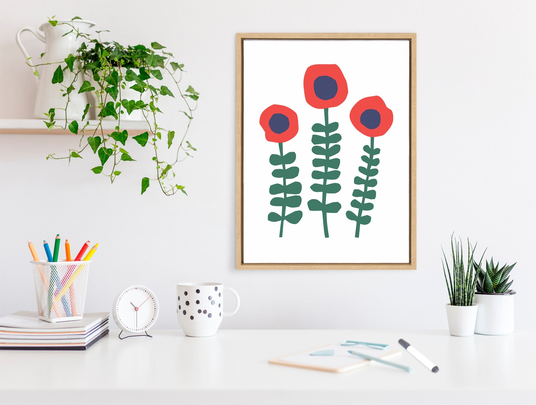 Sylvie Red Flowers Framed Canvas by kateandlaurel - product image 7 for Resin Society