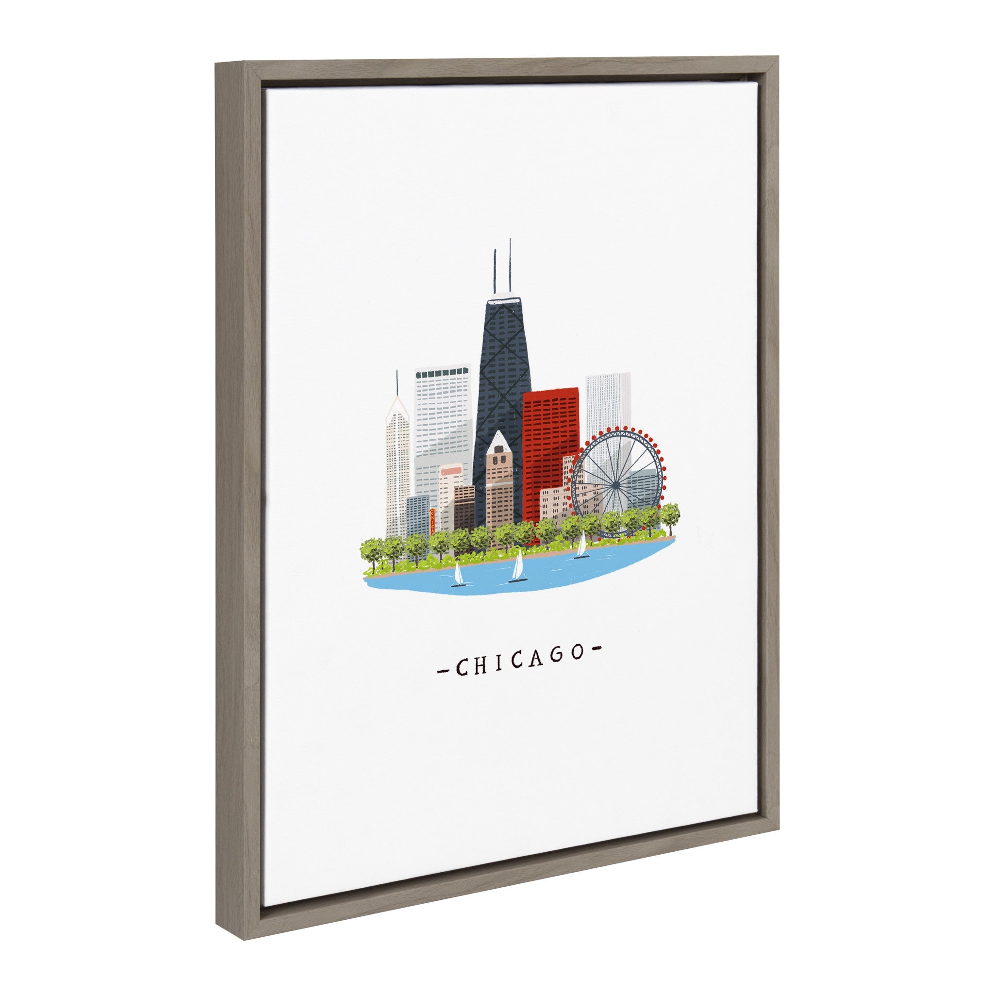 Sylvie Chicago Skyline Illustration Framed Canvas by kateandlaurel - product image 2 for Resin Society