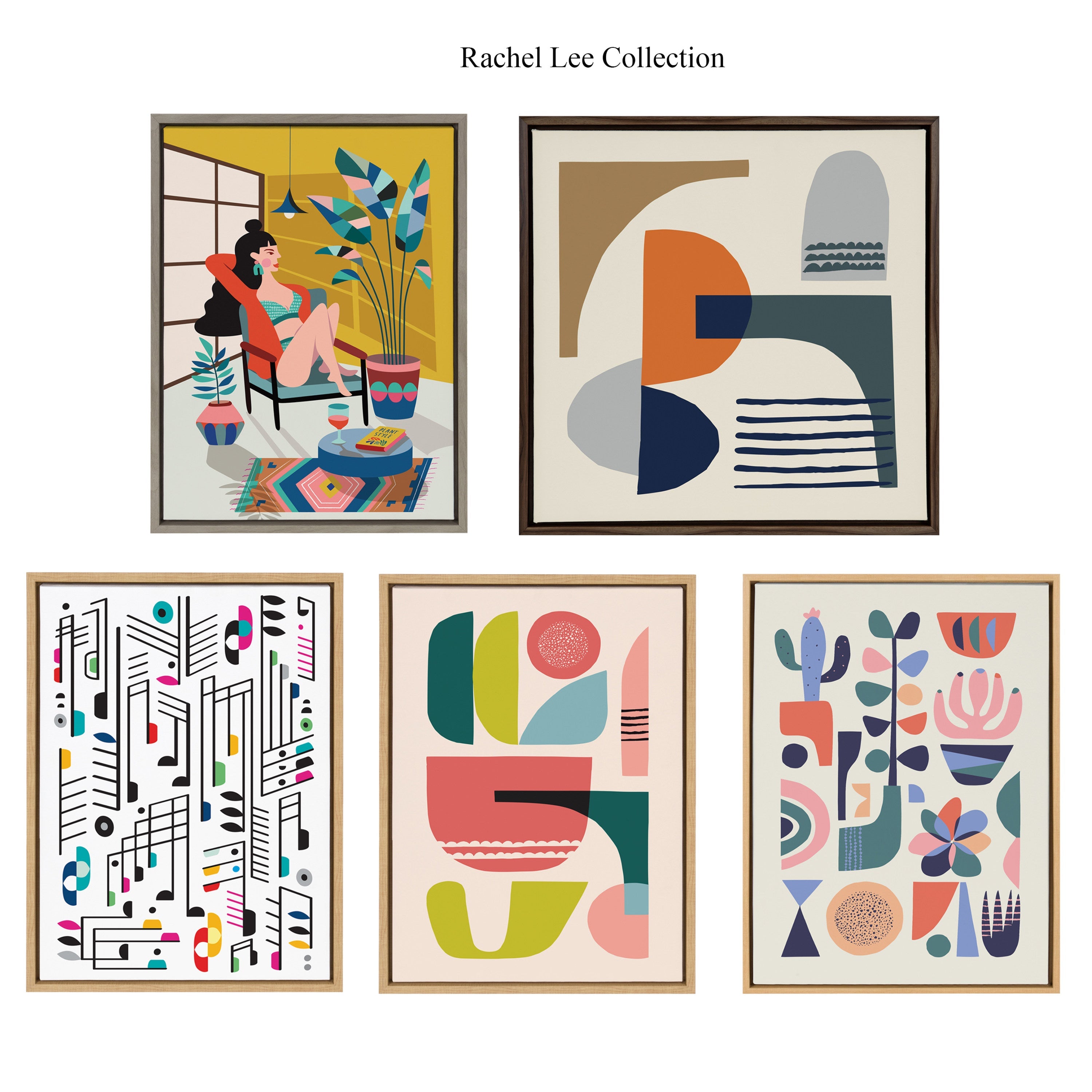 Sylvie Mid Century 5 Framed Canvas by kateandlaurel - product image 14 for Resin Society