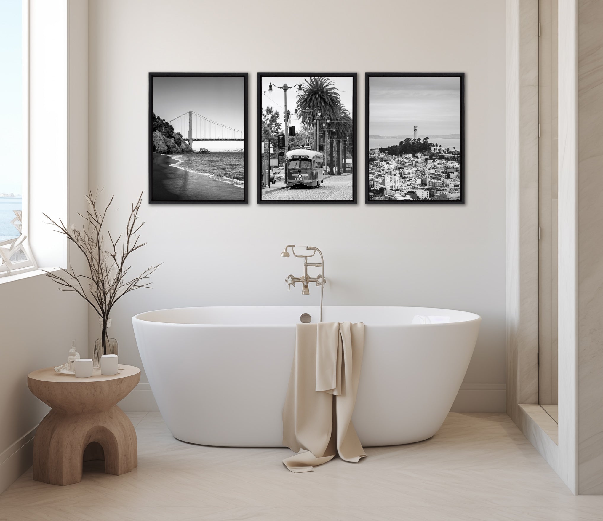 Sylvie San Francisco Black and White Framed Canvas Art Set by Crystal Lynn Collins