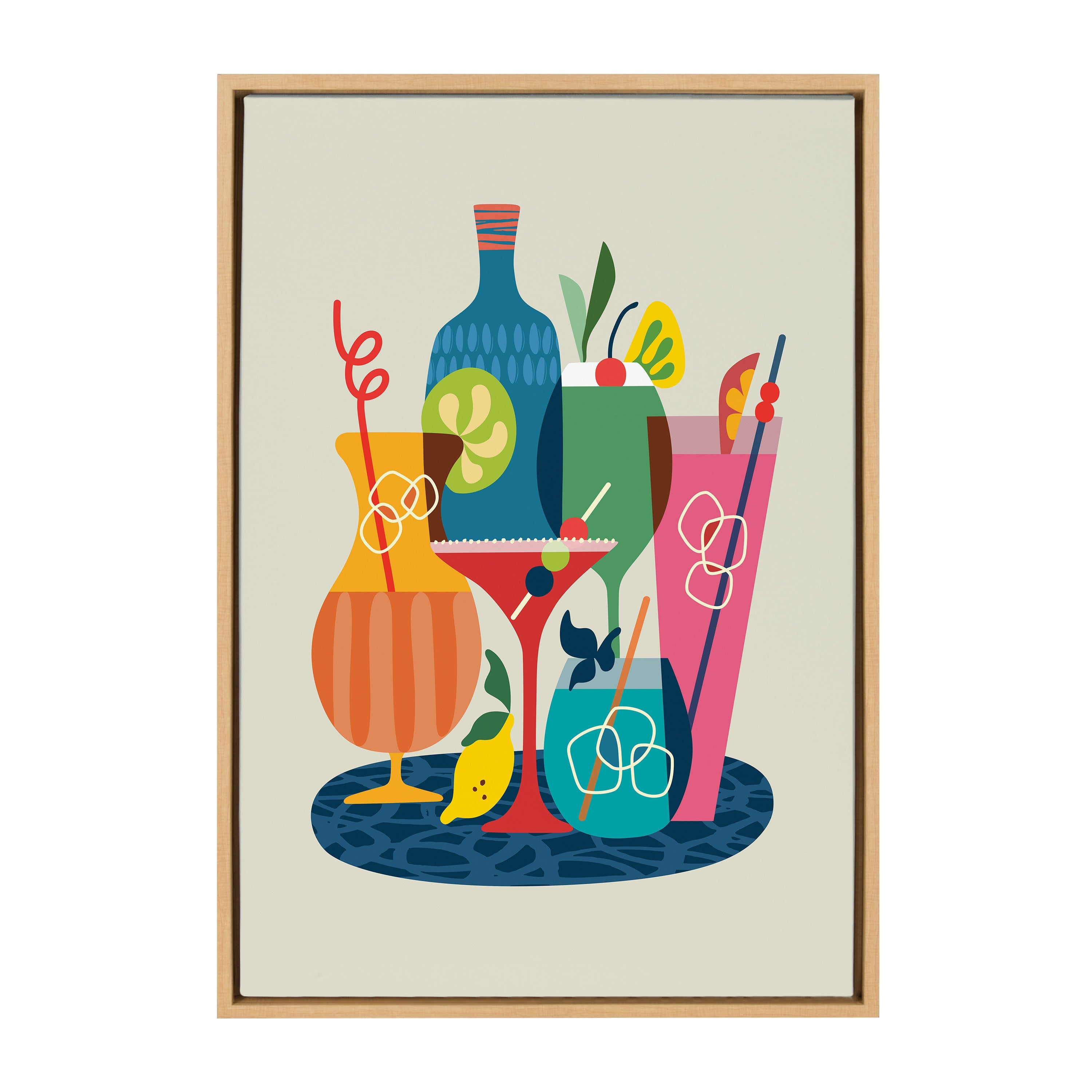 Sylvie Mid Century Modern Cocktails Framed Canvas by kateandlaurel - product image 7 for Resin Society