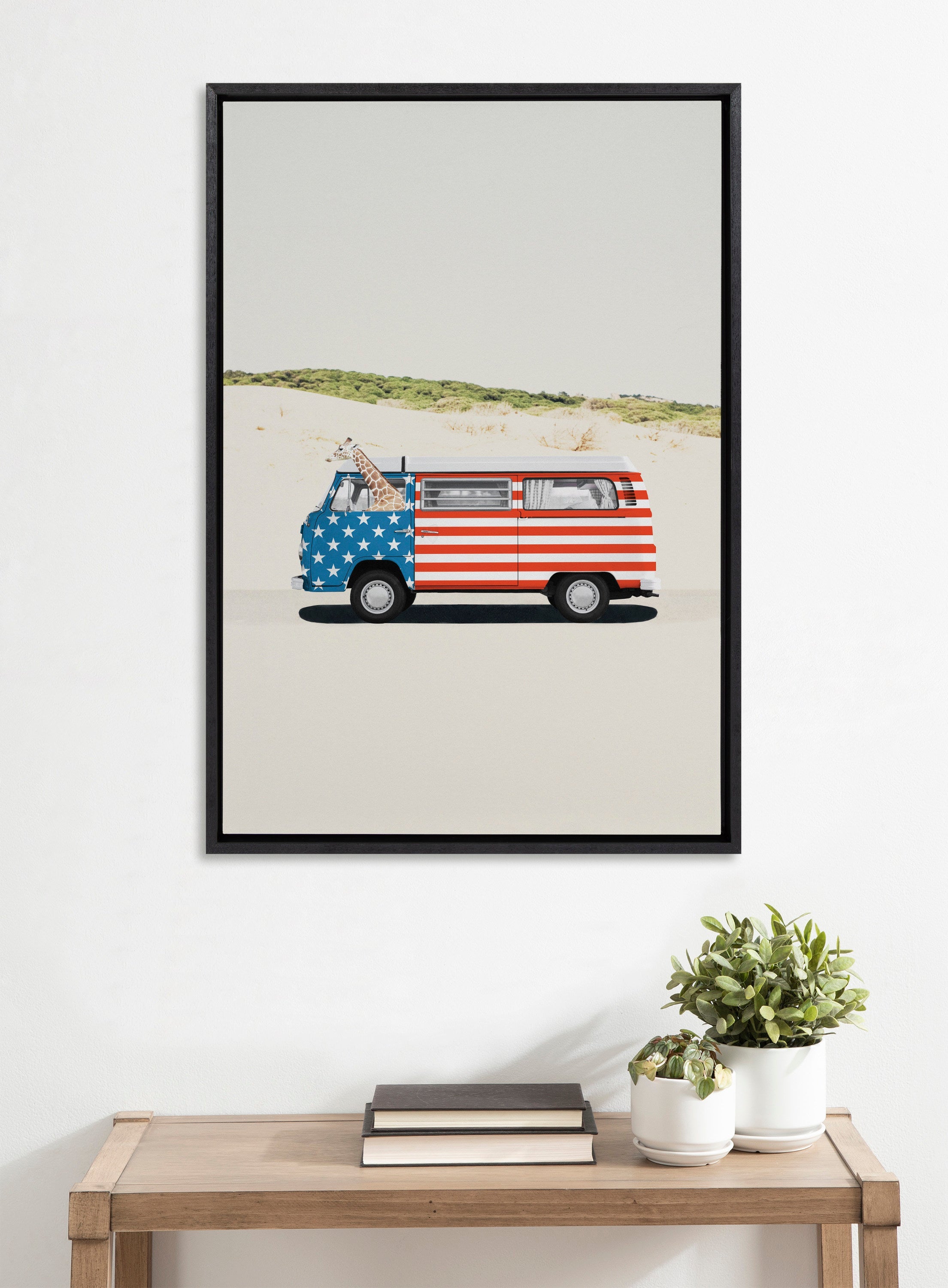 Sylvie USA Retro Beach Van Framed Canvas by July Art Prints