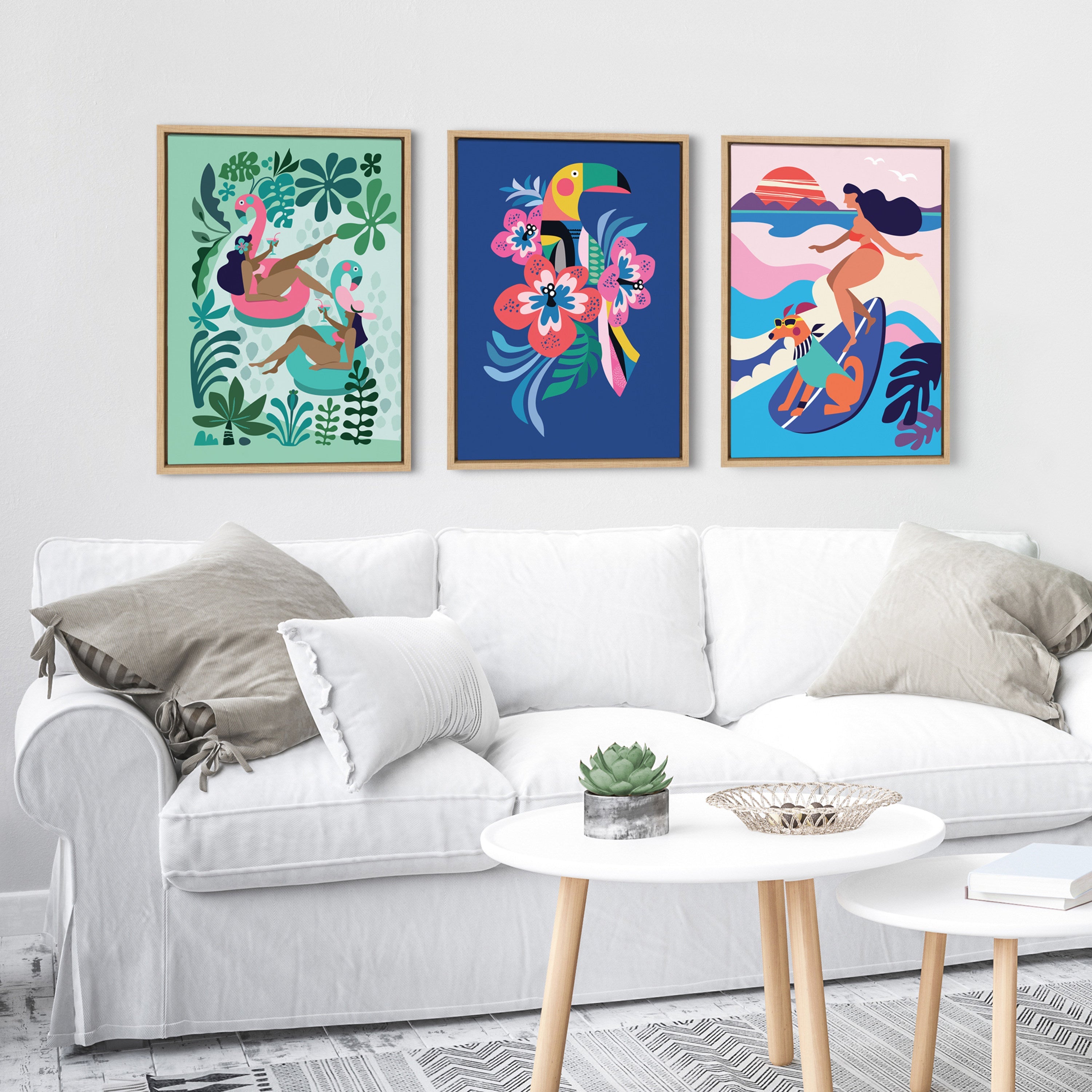 Sylvie Mid Century Modern Surf Dog Framed Canvas by kateandlaurel - product image 12 for Resin Society
